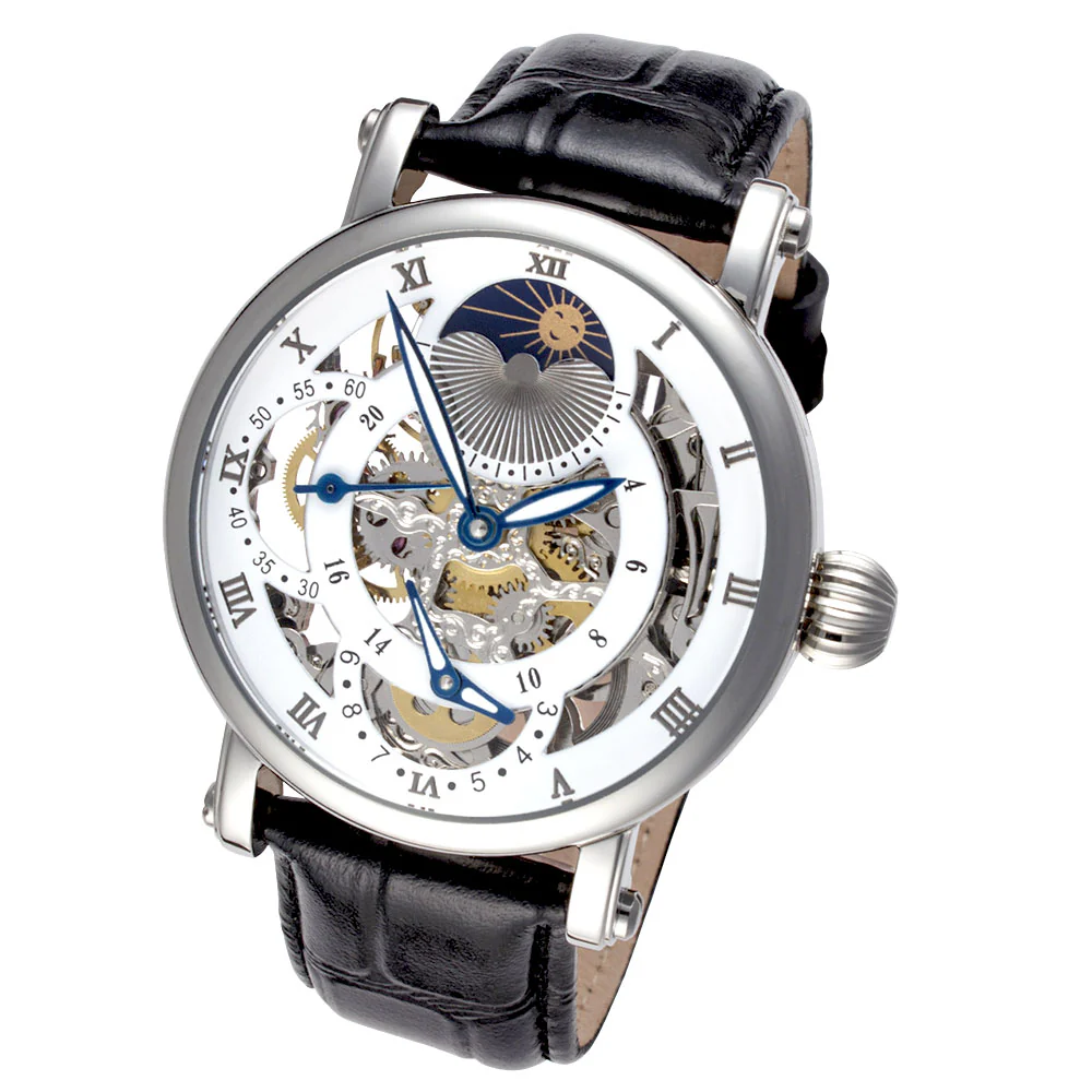 Traveller Series black leather/silver | White Dial