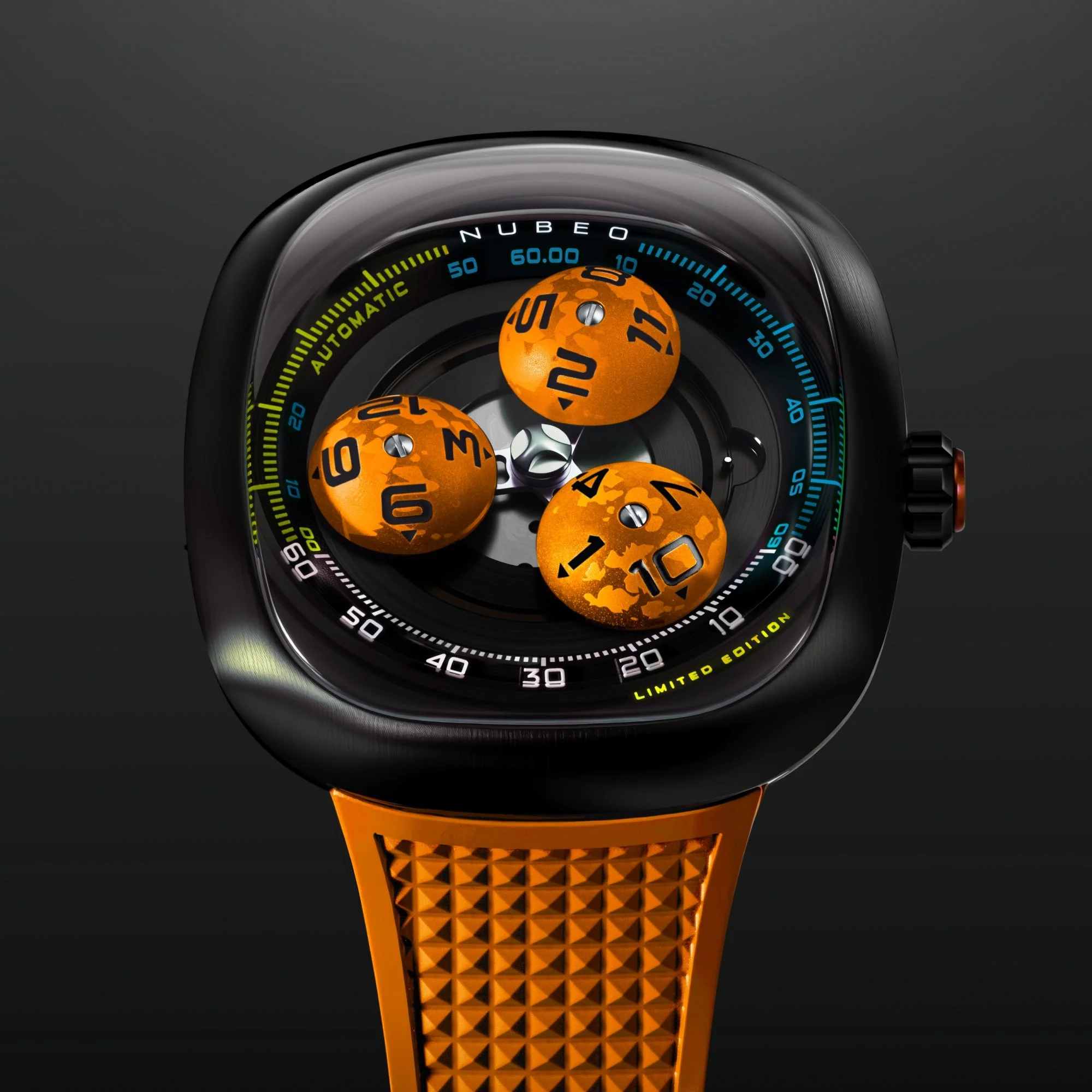Tri-star Orbit Automatic Limited Edition Orange / Rubber Strap | Orange Dial - Image 2