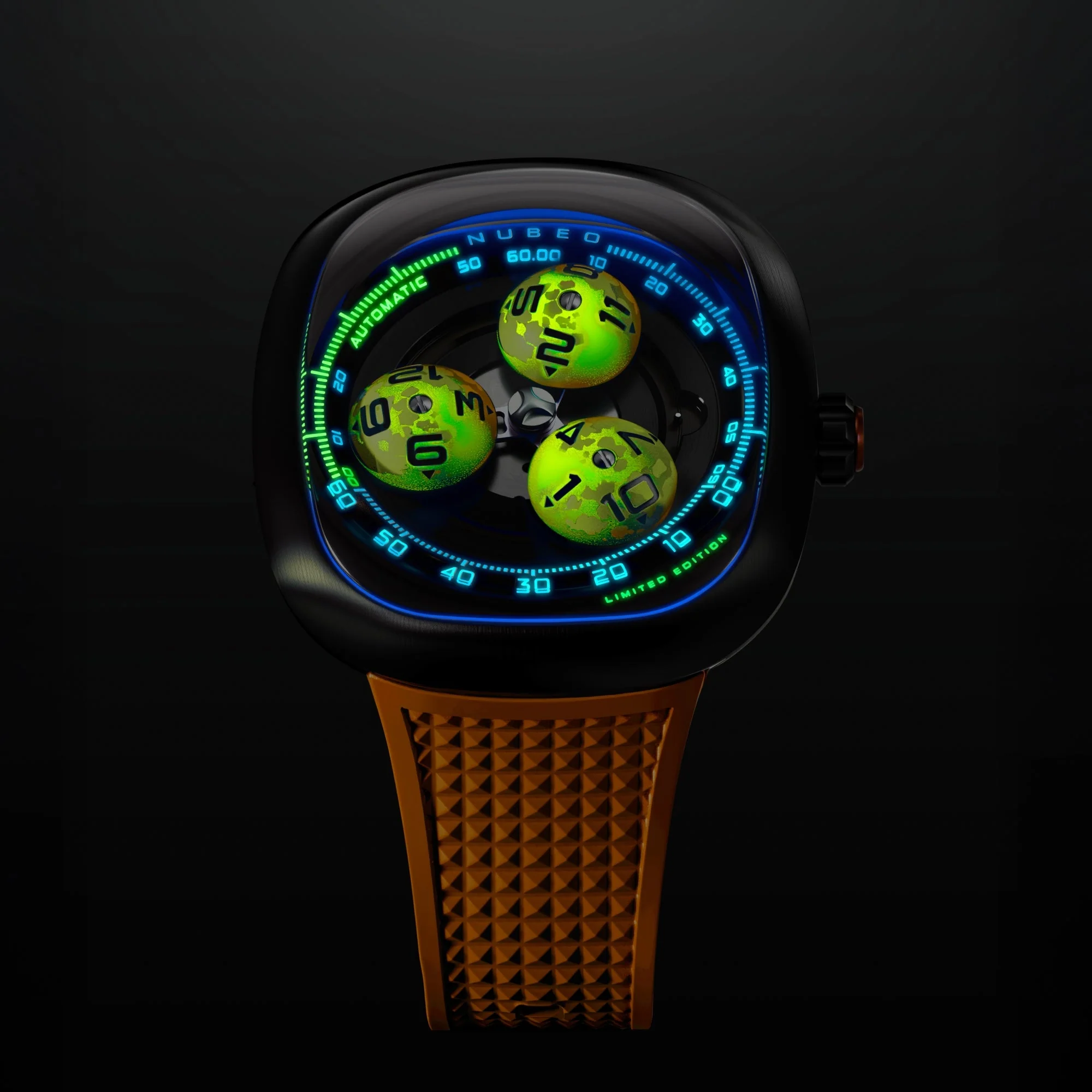 Tri-star Orbit Automatic Limited Edition Orange / Rubber Strap | Orange Dial - Image 3