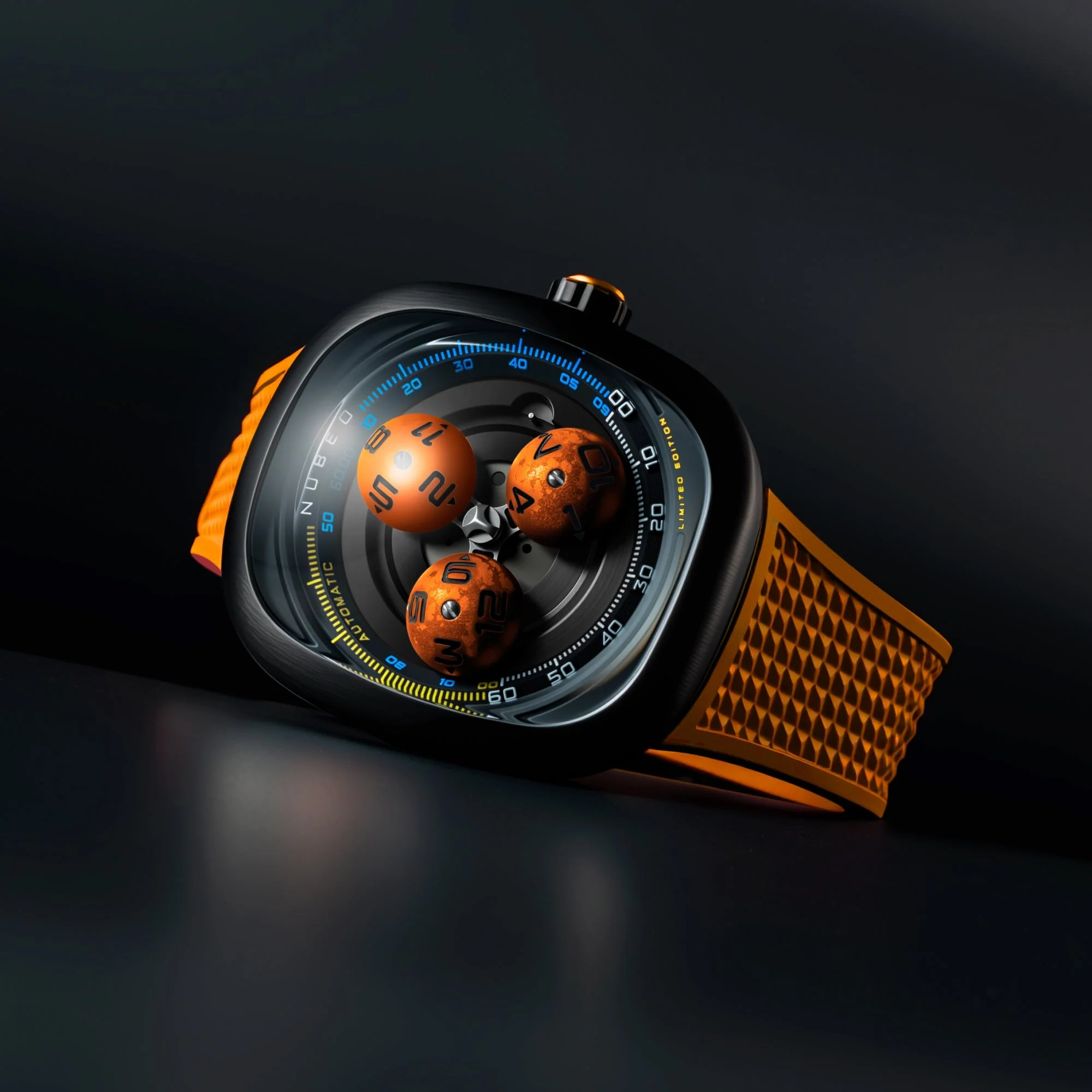 Tri-star Orbit Automatic Limited Edition Orange / Rubber Strap | Orange Dial - Image 4