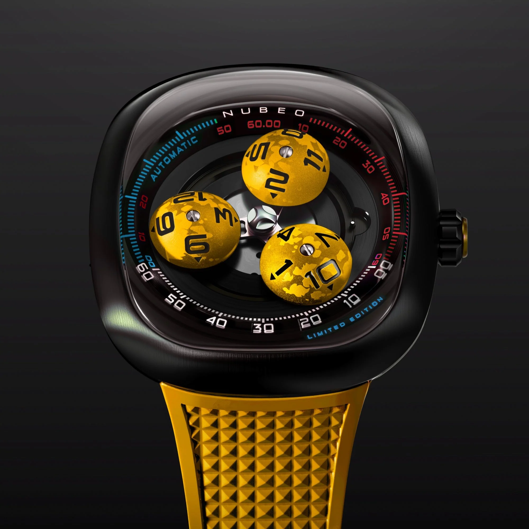 Tri-star Orbit Automatic Limited Edition Yellow / Rubber Strap | Yellow Dial - Image 2