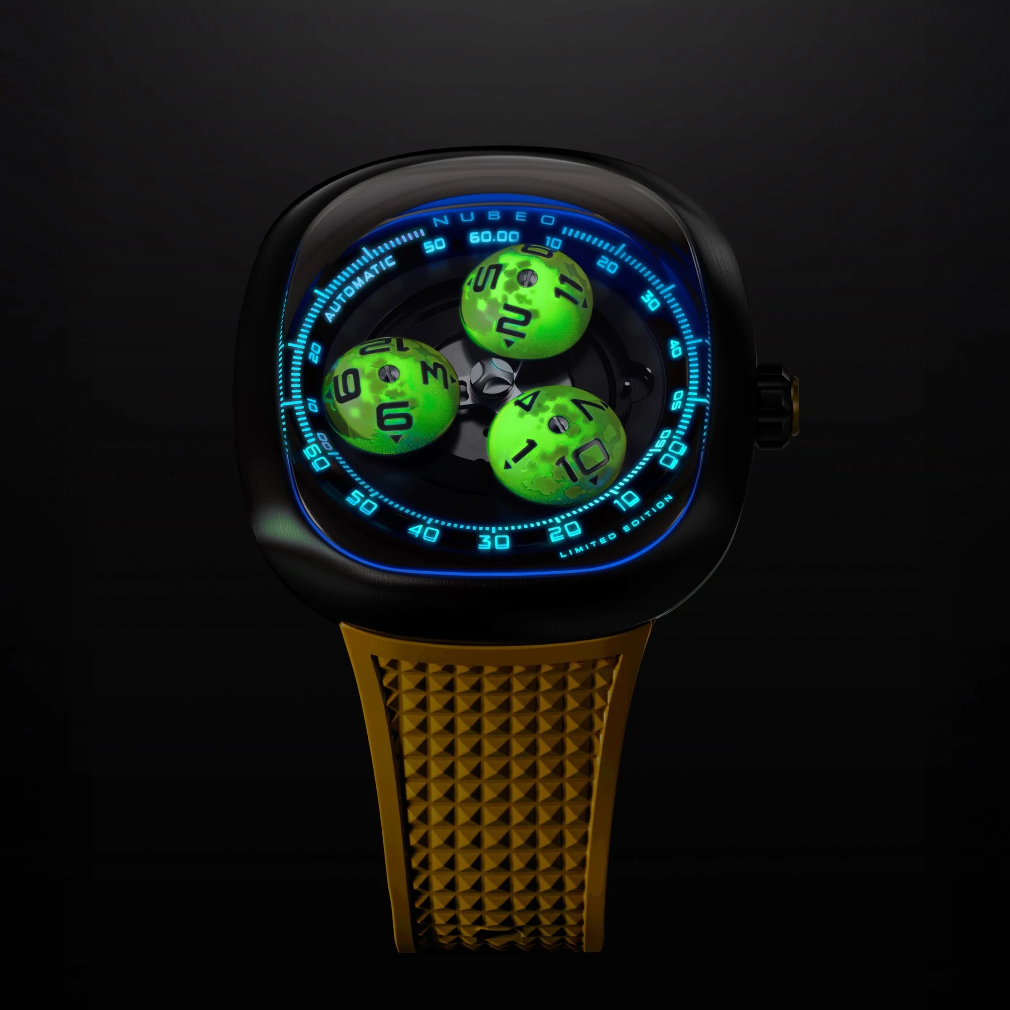 Tri-star Orbit Automatic Limited Edition Yellow / Rubber Strap | Yellow Dial - Image 3