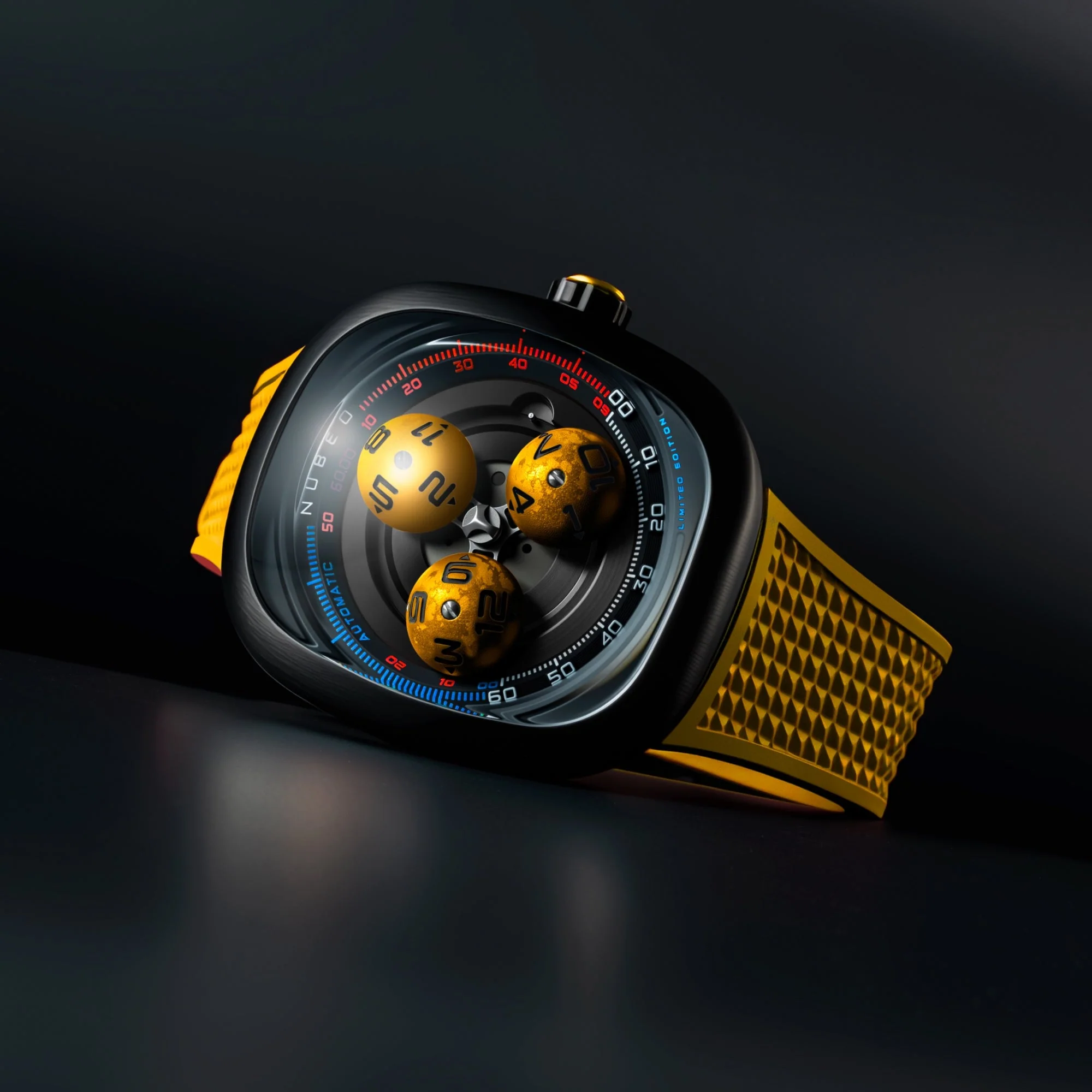 Tri-star Orbit Automatic Limited Edition Yellow / Rubber Strap | Yellow Dial - Image 4