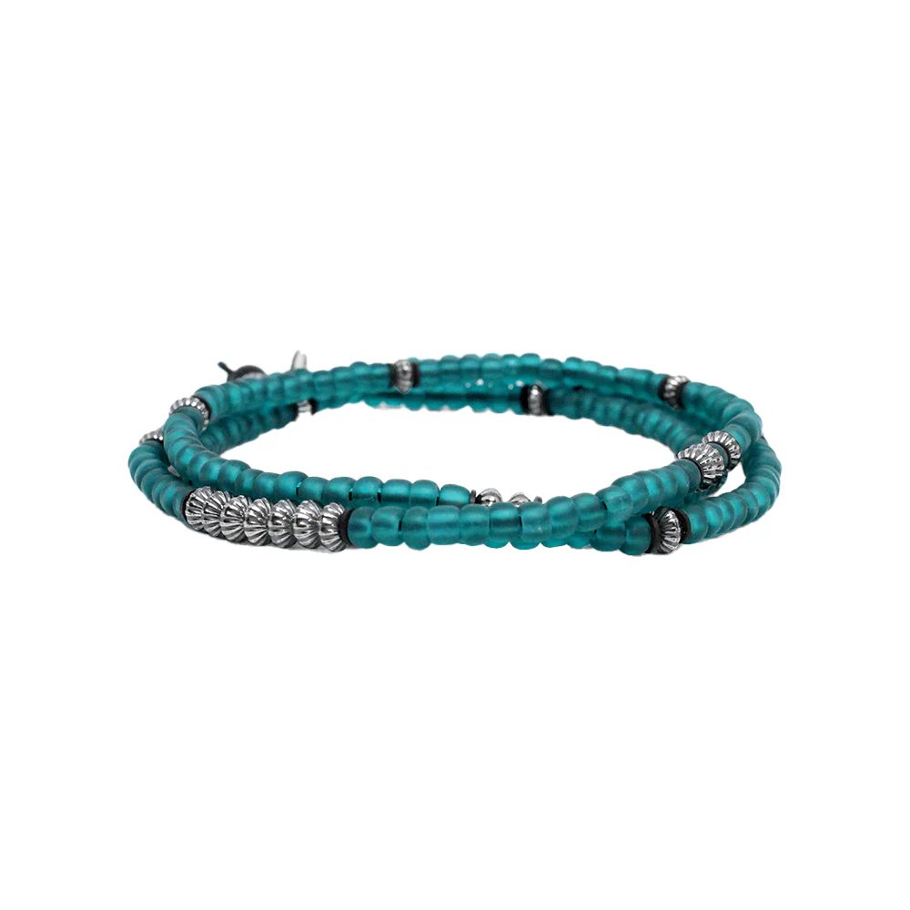 Turquoise Czech Glass, Sterling M (7.25" Wrist) | Dial