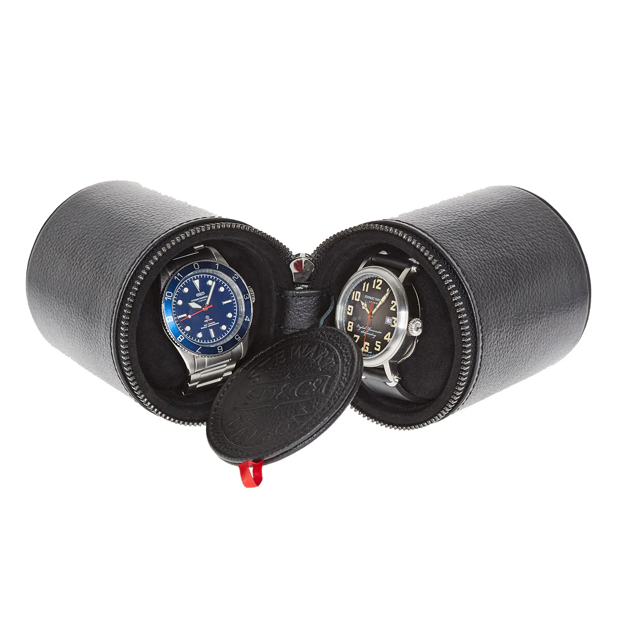 Two Watches Leather Hard Shell Holder Black - Image 3