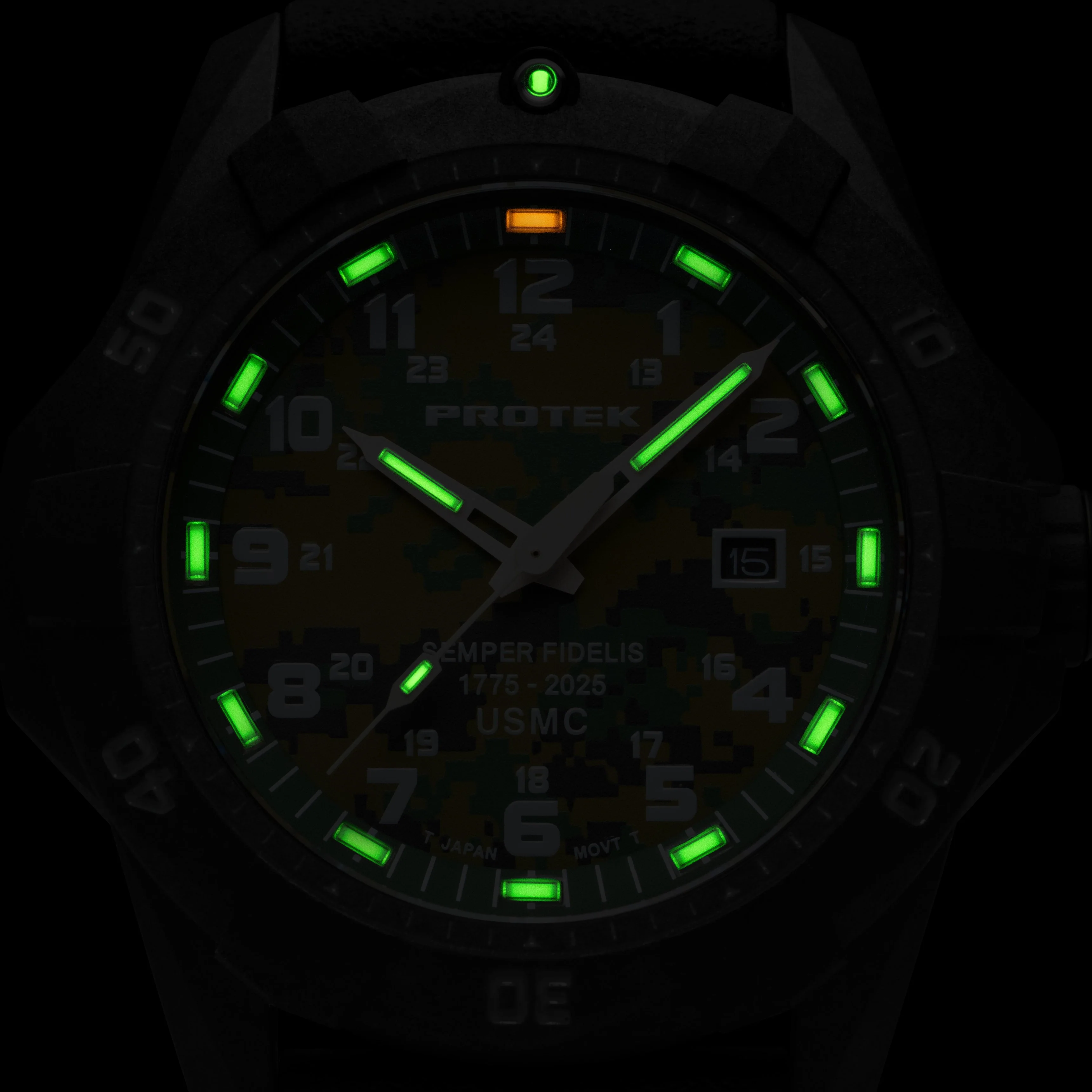 USMC 1010 DIVE SERIES - 250th Anniversary Carbon/Green MARPAT/Charcoal | Green Camo Dial - Image 2