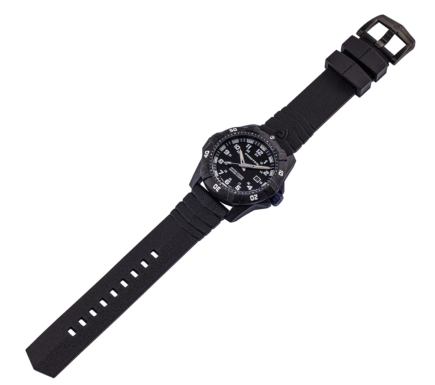 USMC Carbon Dive CARBON CASE/BLACK & BLUE DIAL/BLACK STRAP | BLACK/BLUE Dial - Image 5