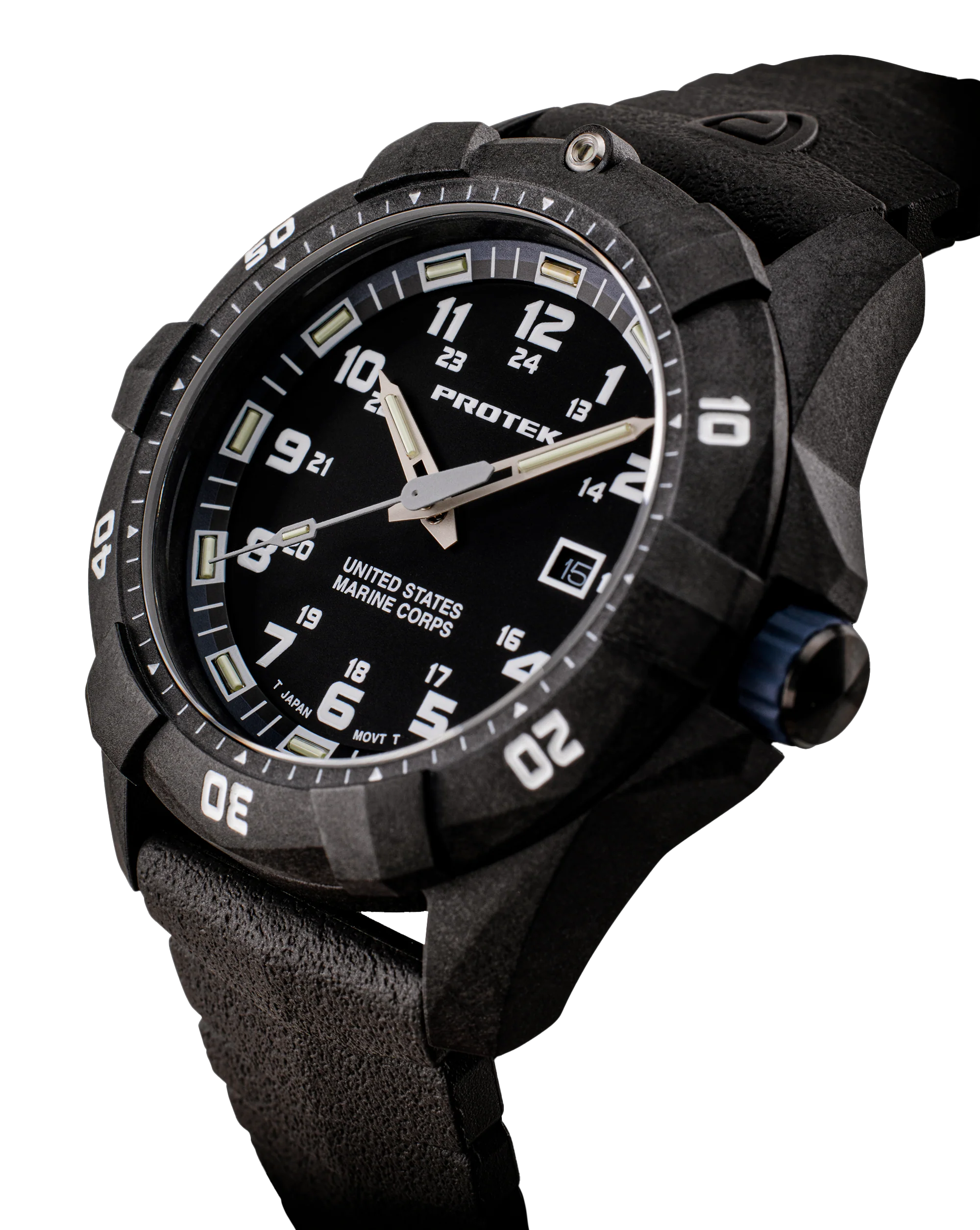 USMC Carbon Dive CARBON CASE/BLACK & BLUE DIAL/BLACK STRAP | BLACK/BLUE Dial - Image 7