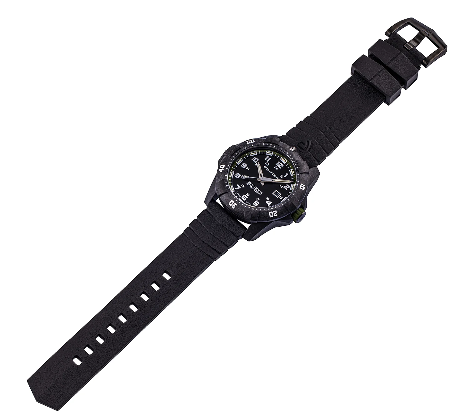 USMC Carbon Dive CARBON CASE/BLACK & GREEN DIAL/BLACK STRAP | Black / Green Dial - Image 5
