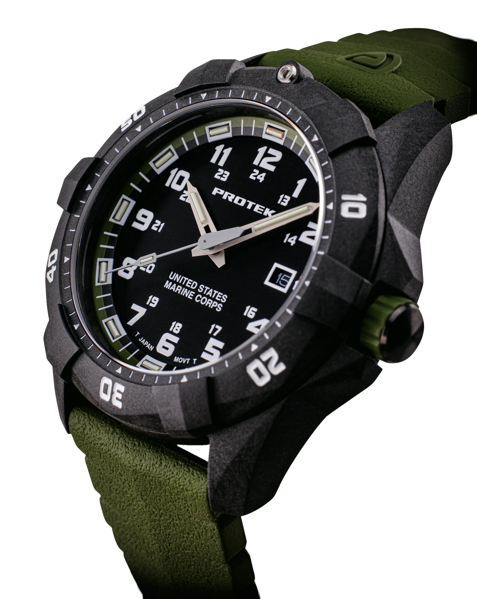USMC Carbon Dive CARBON CASE/BLACK & GREEN DIAL/GREEN STRAP | Black / Green Dial - Image 7