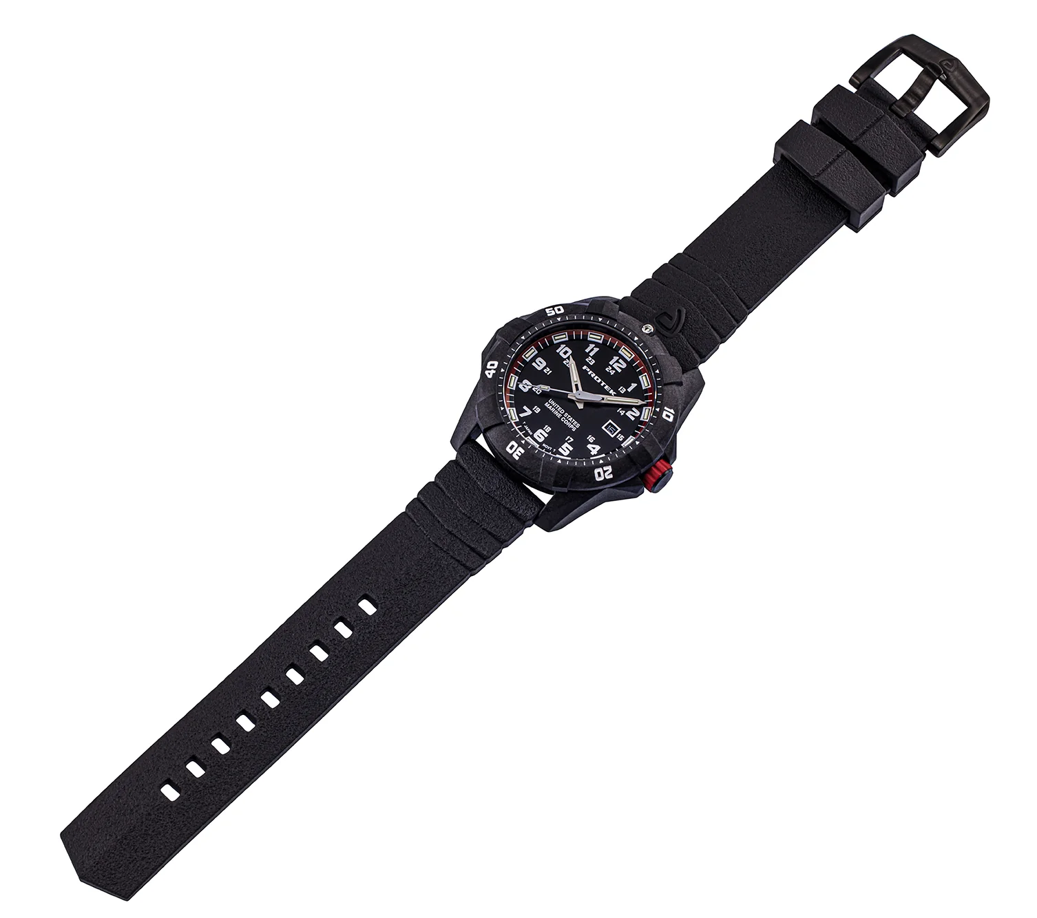 USMC Carbon Dive CARBON CASE/BLACK & RED DIAL/BLACK STRAP | Black / Red Dial - Image 5