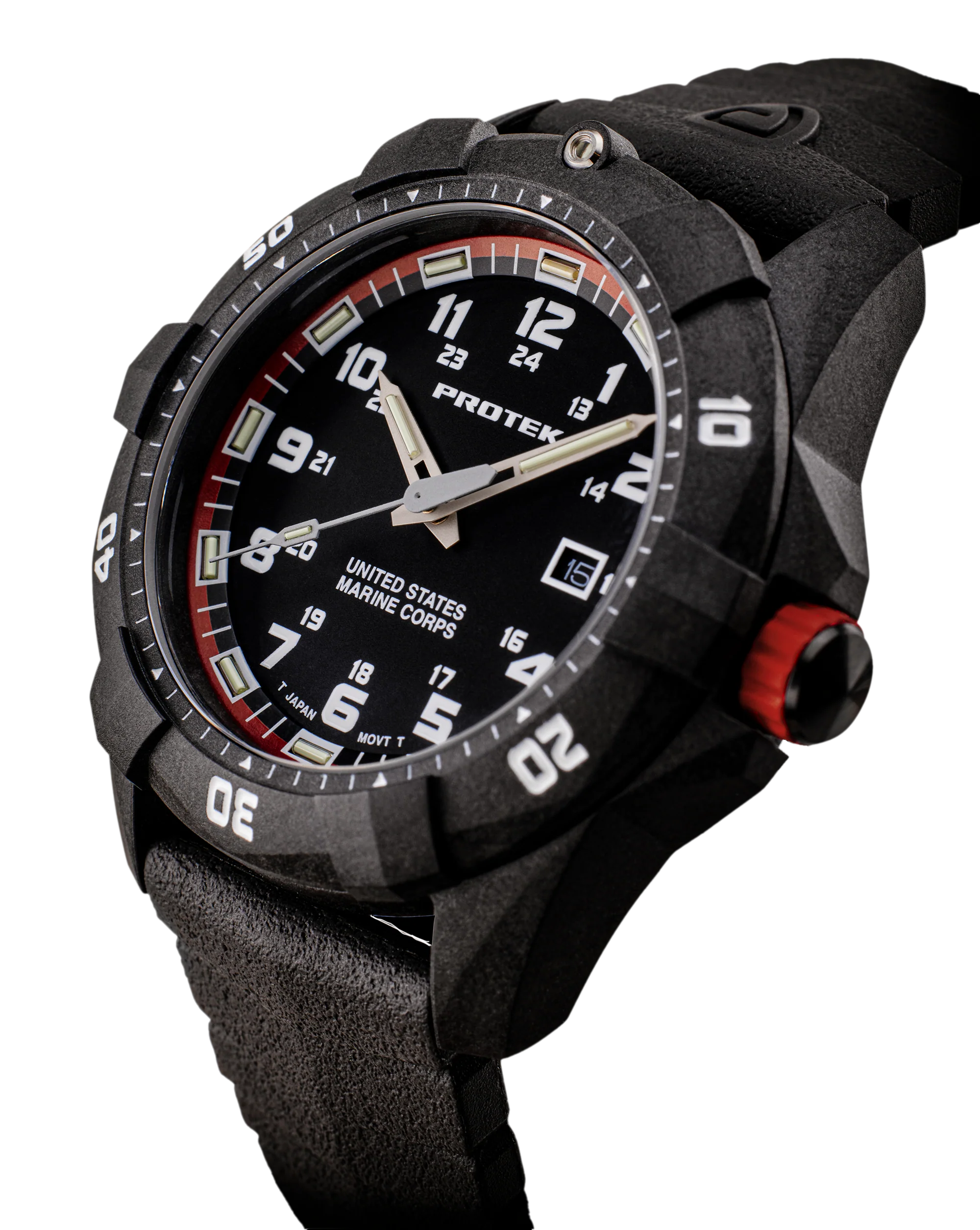 USMC Carbon Dive CARBON CASE/BLACK & RED DIAL/BLACK STRAP | Black / Red Dial - Image 6