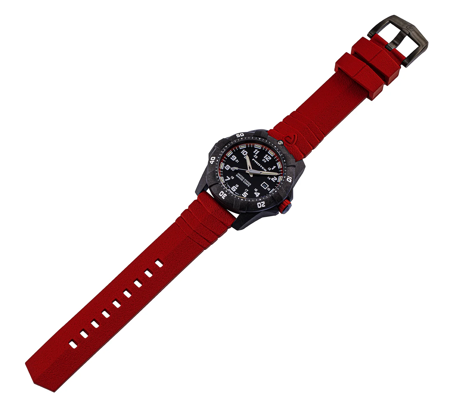 USMC Carbon Dive CARBON CASE/BLACK & RED DIAL/RED STRAP | Black / Red Dial - Image 4