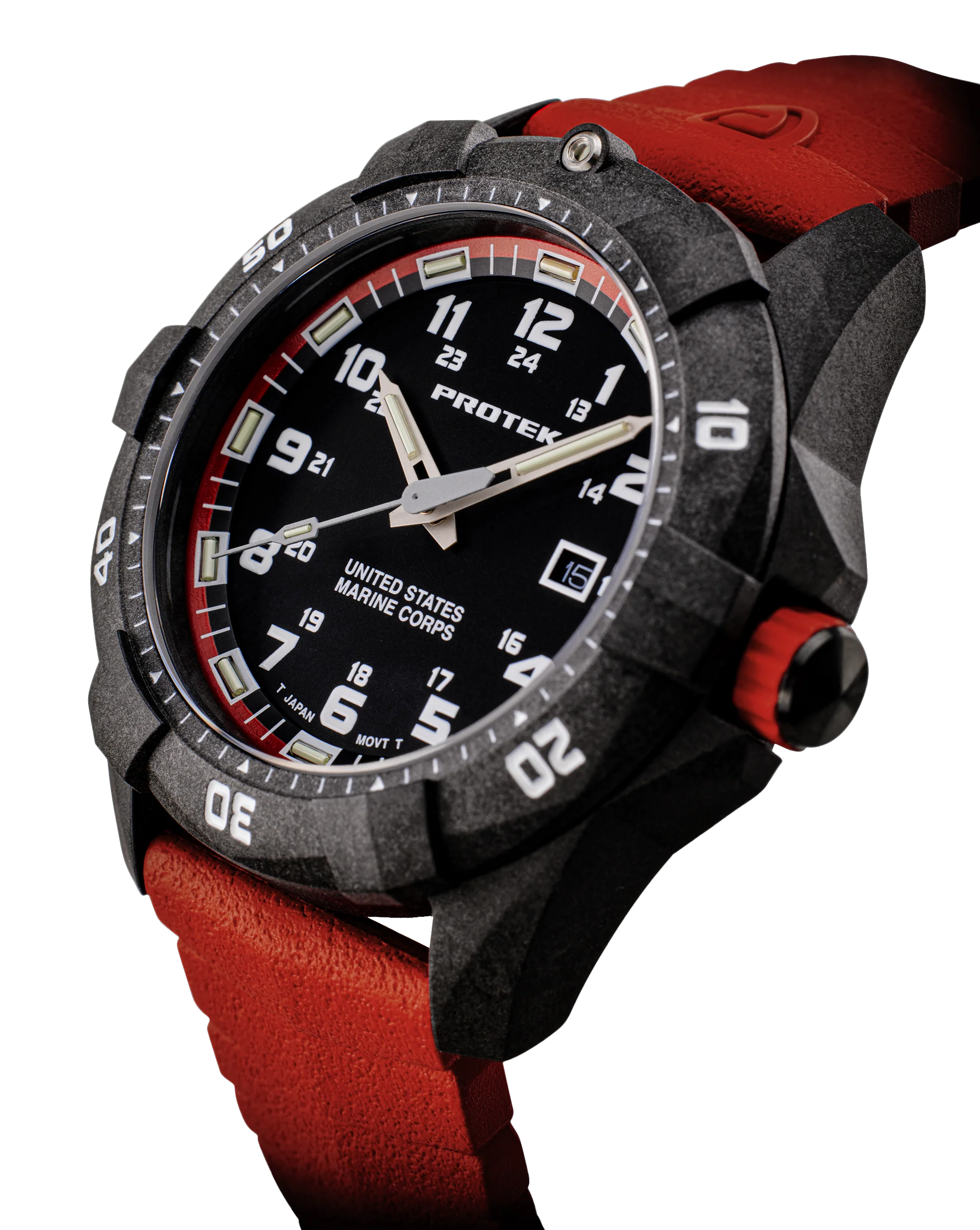 USMC Carbon Dive CARBON CASE/BLACK & RED DIAL/RED STRAP | Black / Red Dial - Image 5