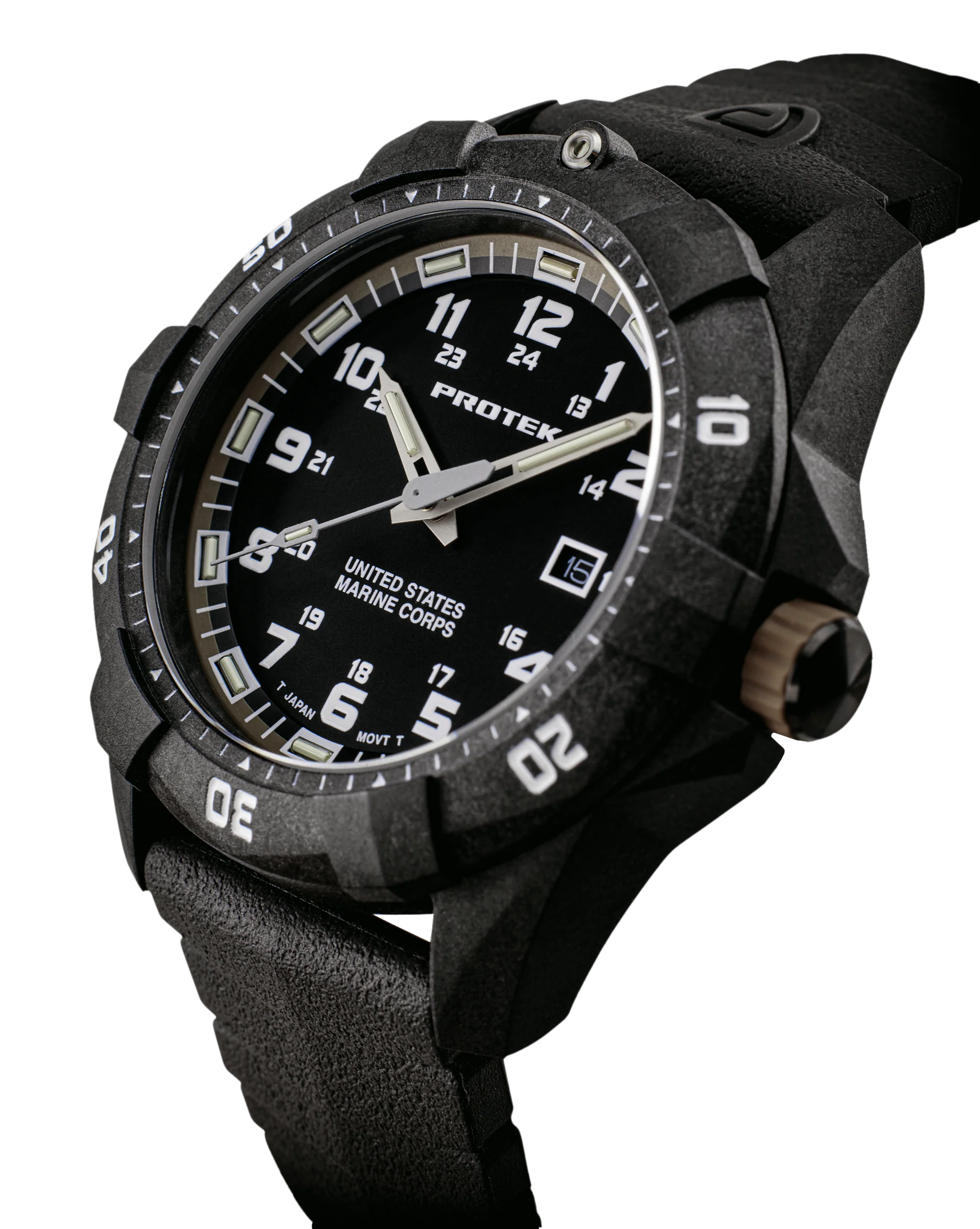 USMC Carbon Dive CARBON CASE/BLACK & SAND DIAL/BLACK STRAP | Black Dial - Image 6