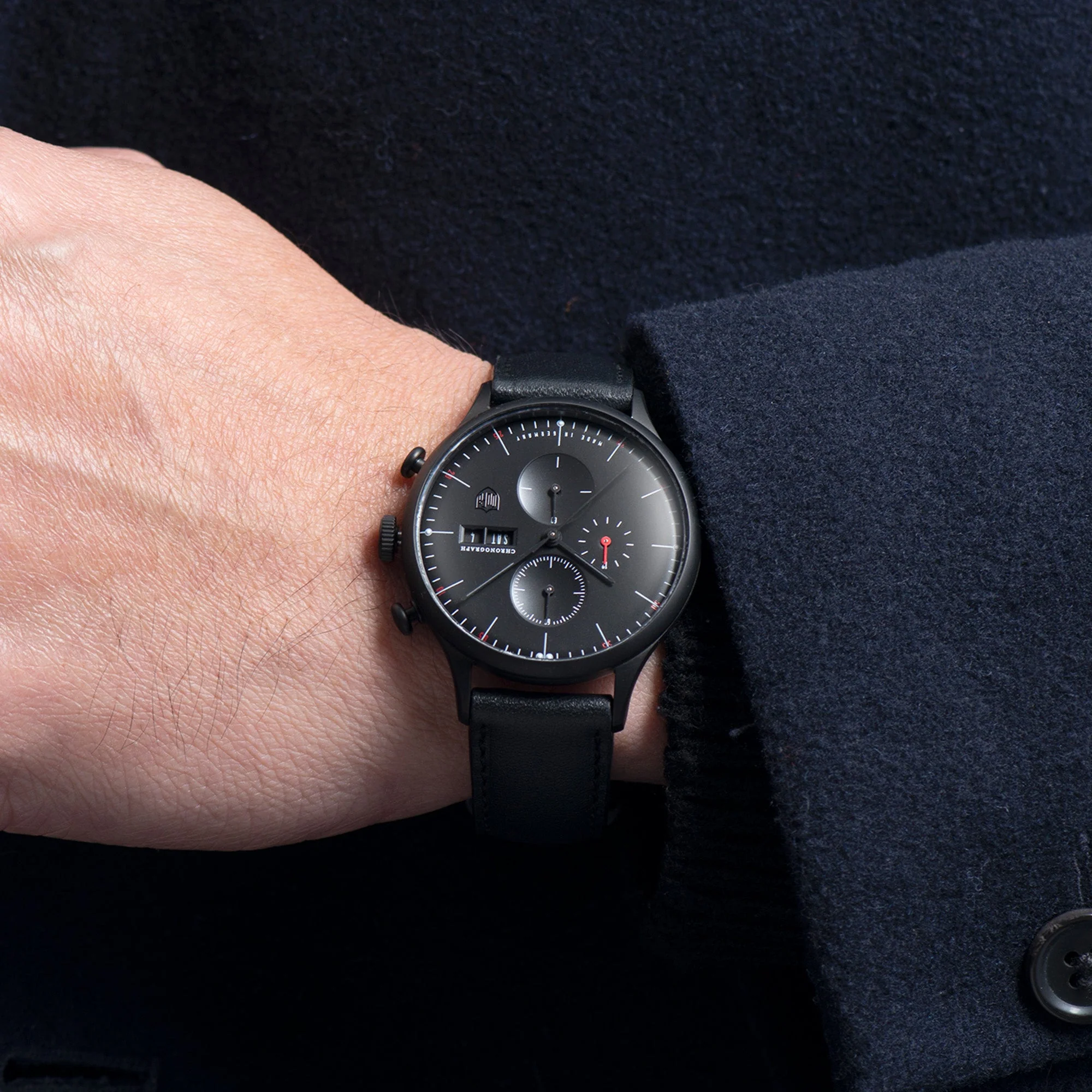 Van Der Rohe Barcelona Chronograph Quartz Watch Black / Leather | Black Dial - Image 4