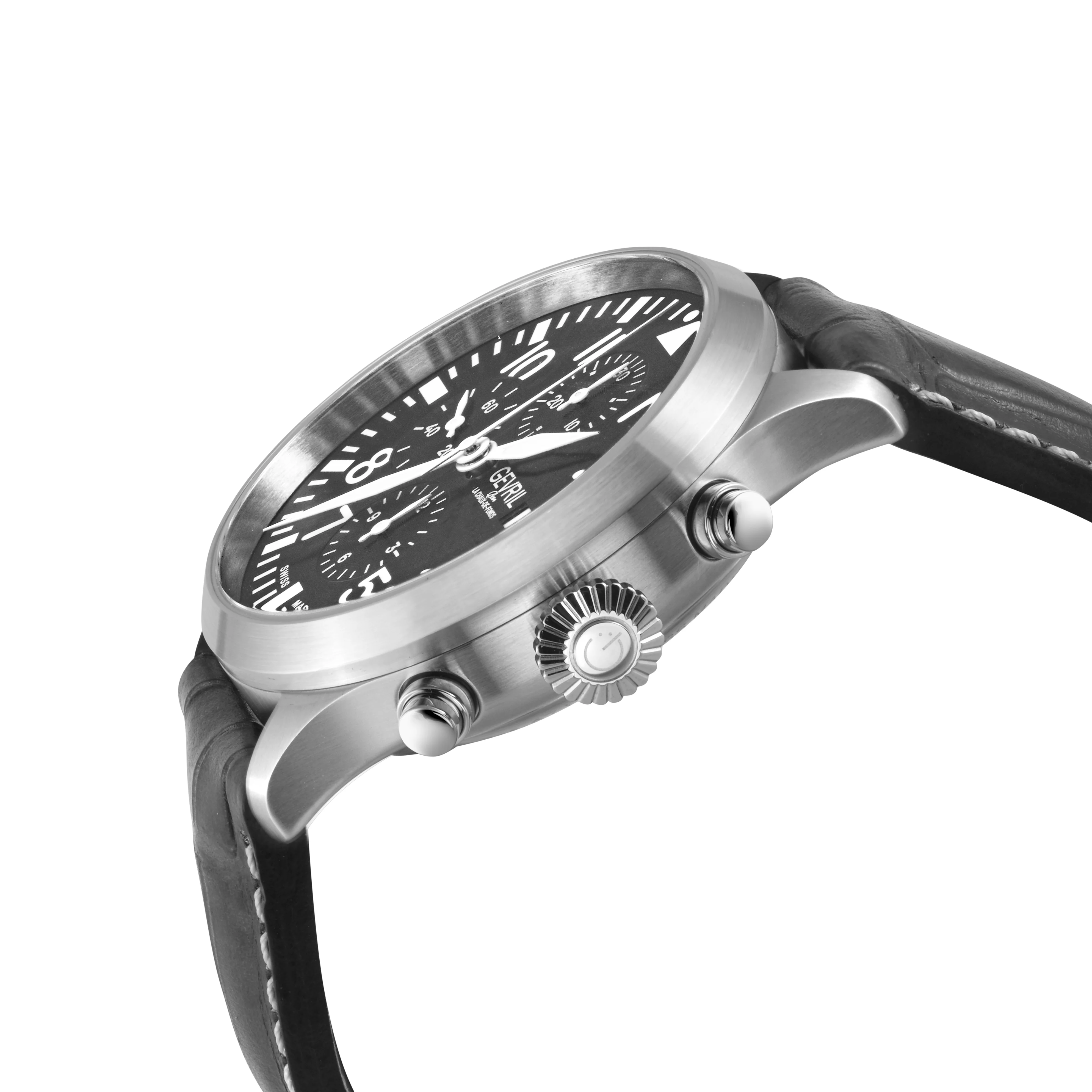 Vaughn Swiss automatic ETA 7750 pilot chronograph gray Dial, Italian Leather Strap | Gray Dial - Image 2