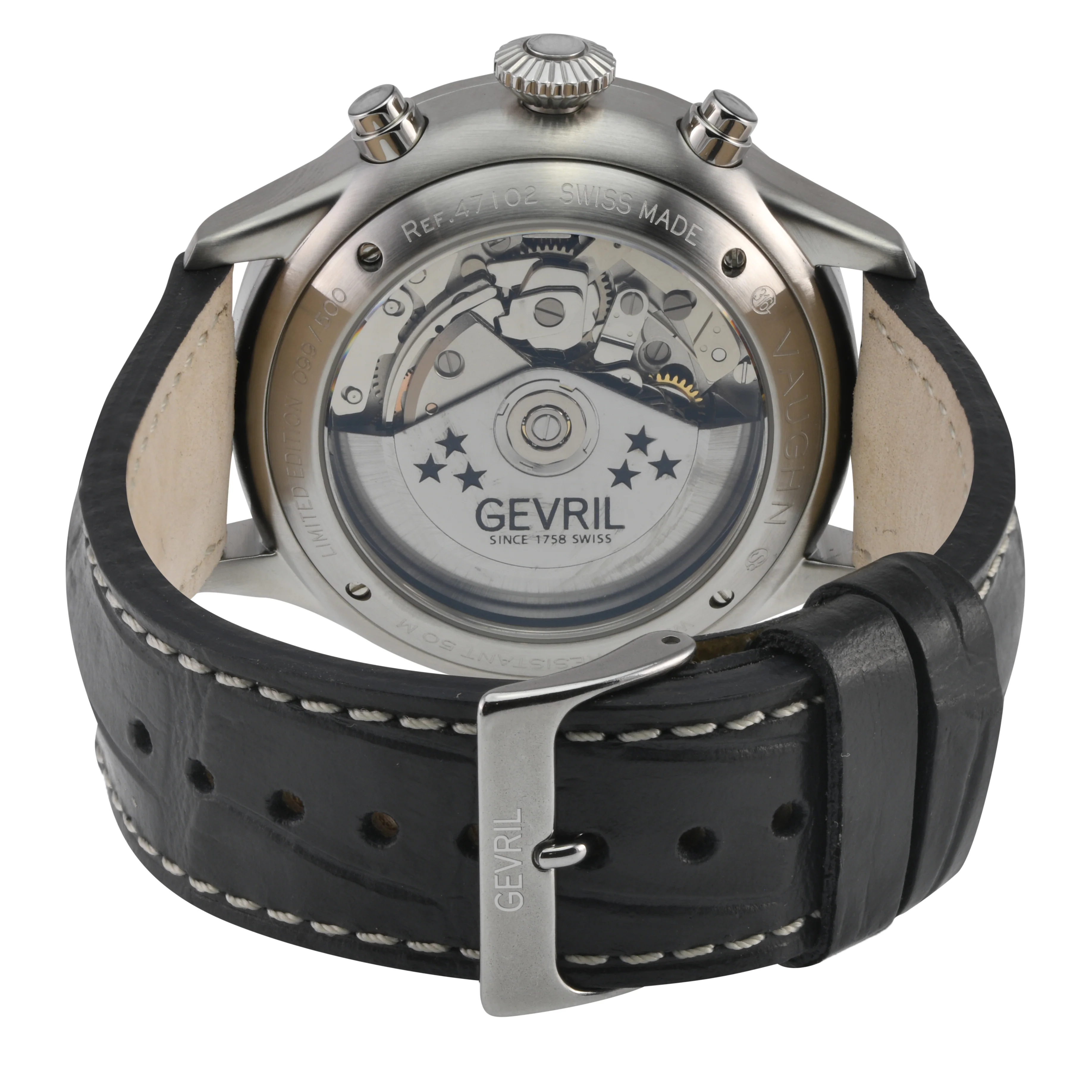 Vaughn Swiss automatic ETA 7750 pilot chronograph gray Dial, Italian Leather Strap | Gray Dial - Image 3