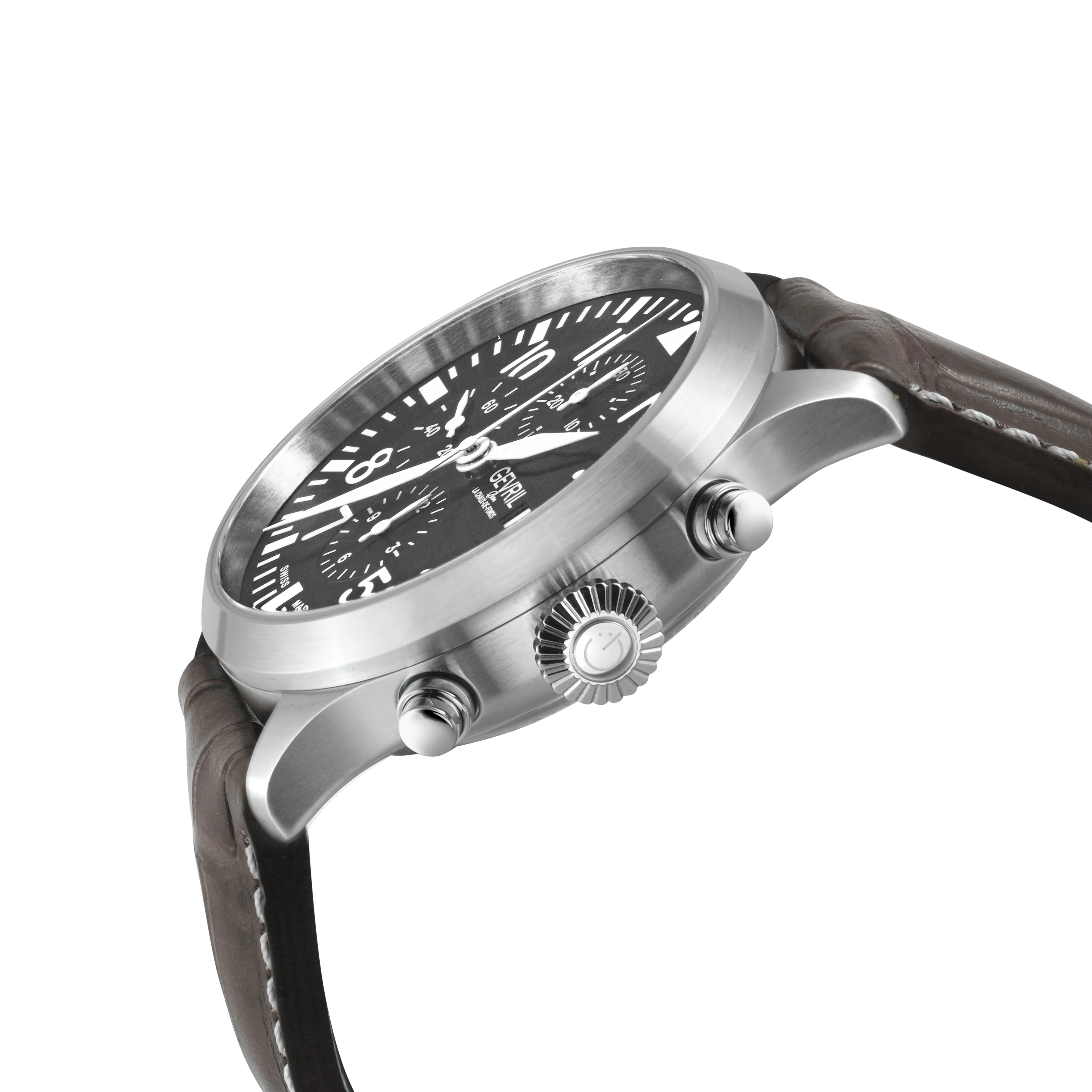 Vaughn Swiss automatic ETA 7750 pilot chronograph gray Dial, Italian Leather Strap Gray Dial - Image 5