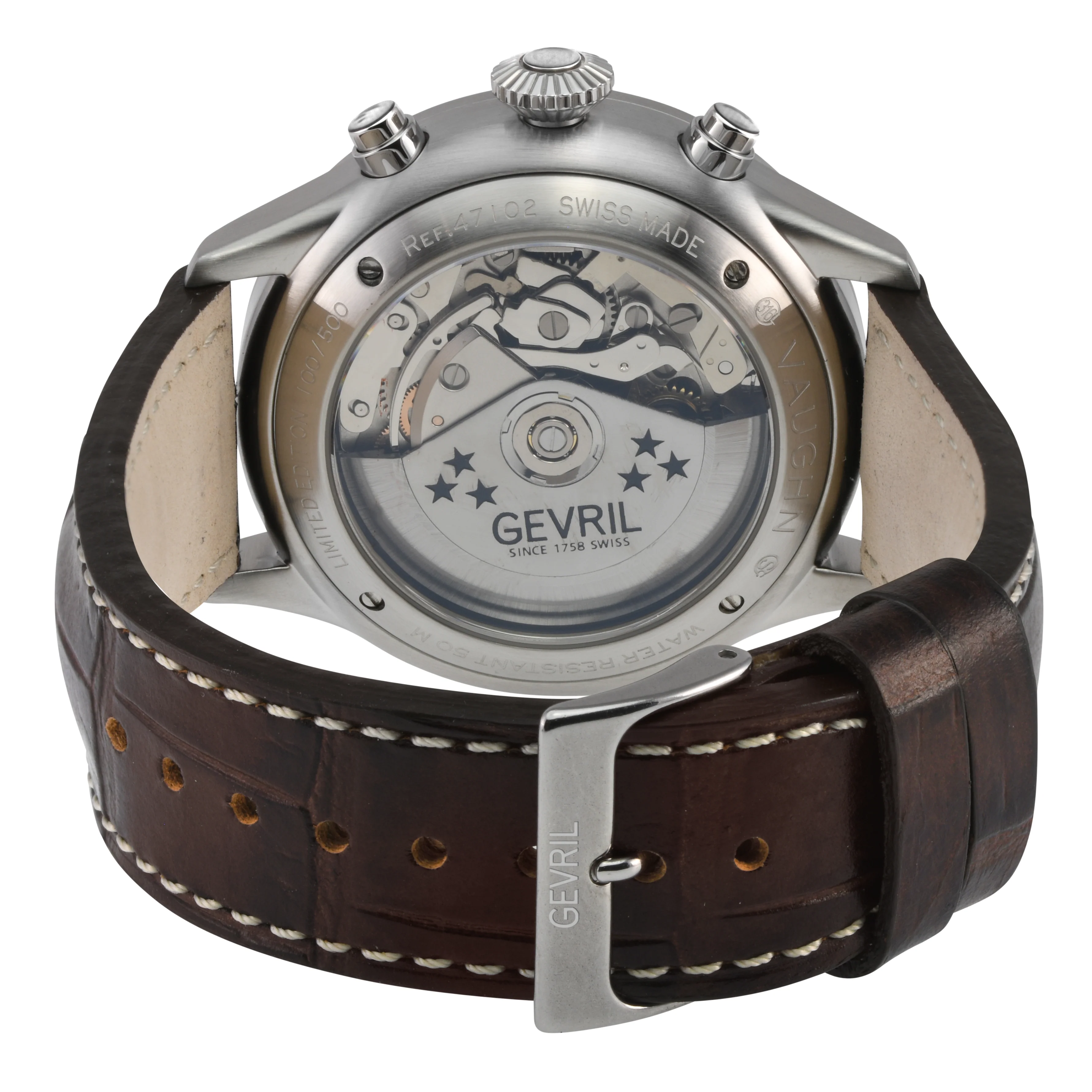 Vaughn Swiss automatic ETA 7750 pilot chronograph gray Dial, Italian Leather Strap Gray Dial - Image 6
