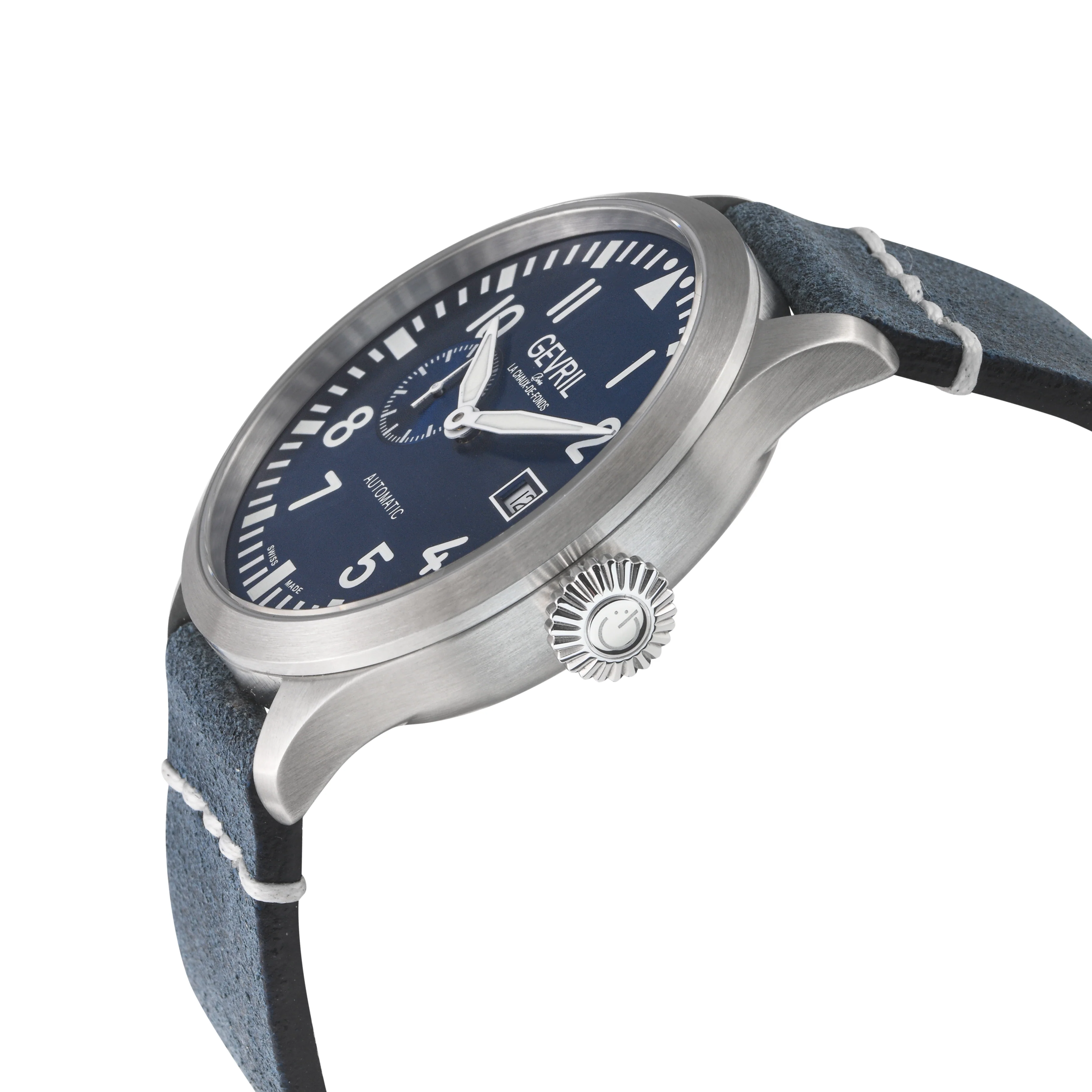 Vaughn Swiss automatic SA110, Blue Dial, Blue Handmade Leather Strap | Blue Dial - Image 2