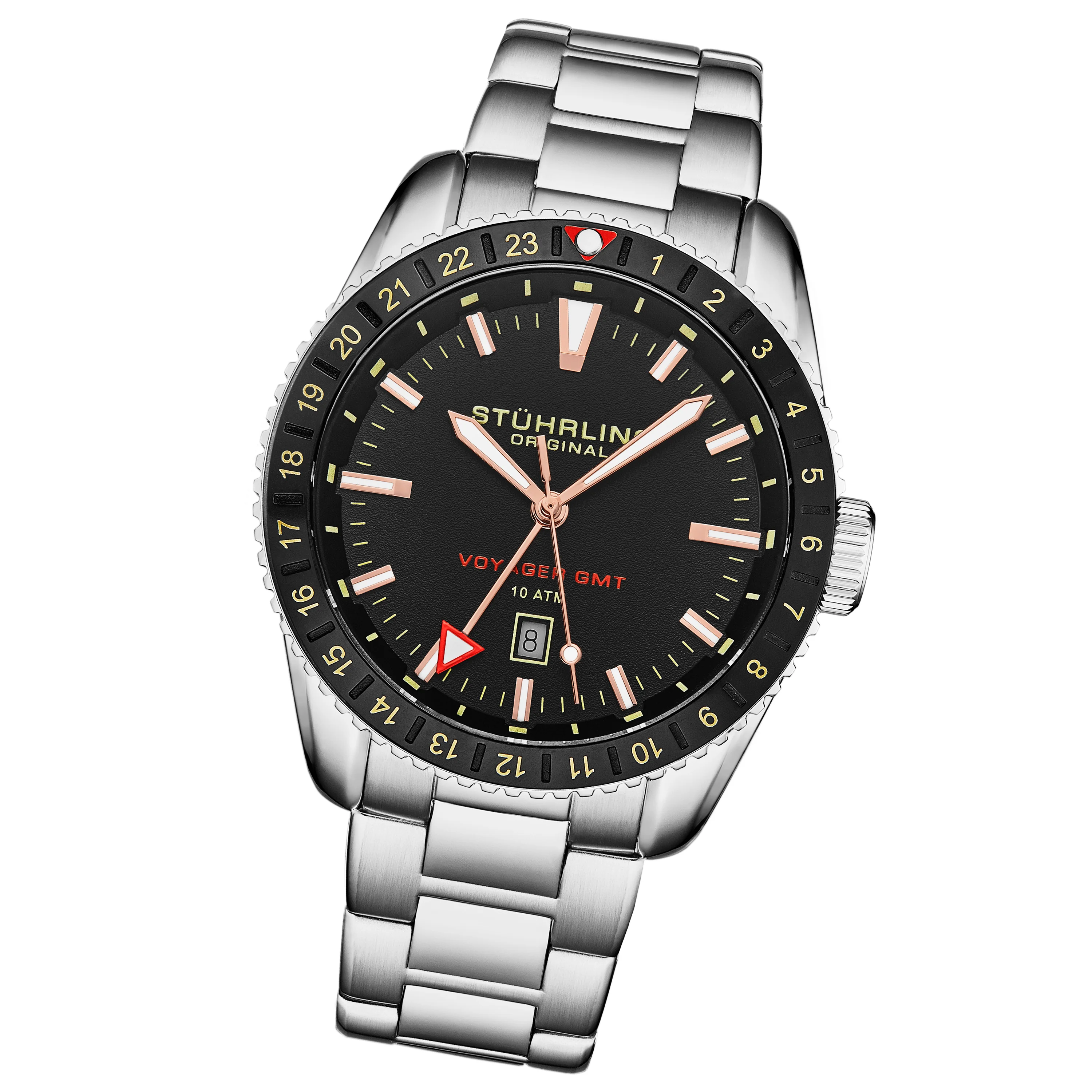 Voyager GMT 4017 Quartz GMT 42mm Diver Silver/Stainless Steel | Black Dial - Image 4