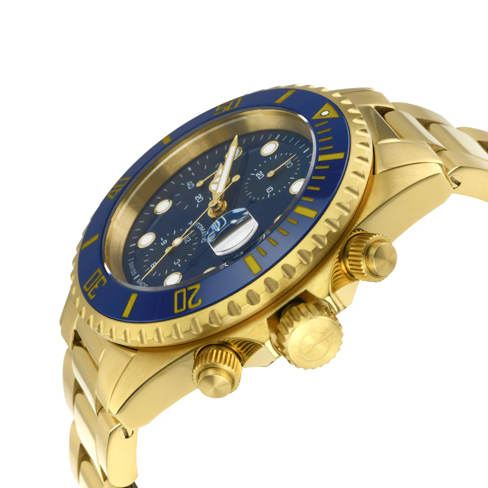 Wall Street Swiss Automatic Chronograph SW500 Blue Ceramic Bezel Divers Watch | Blue Dial - Image 3