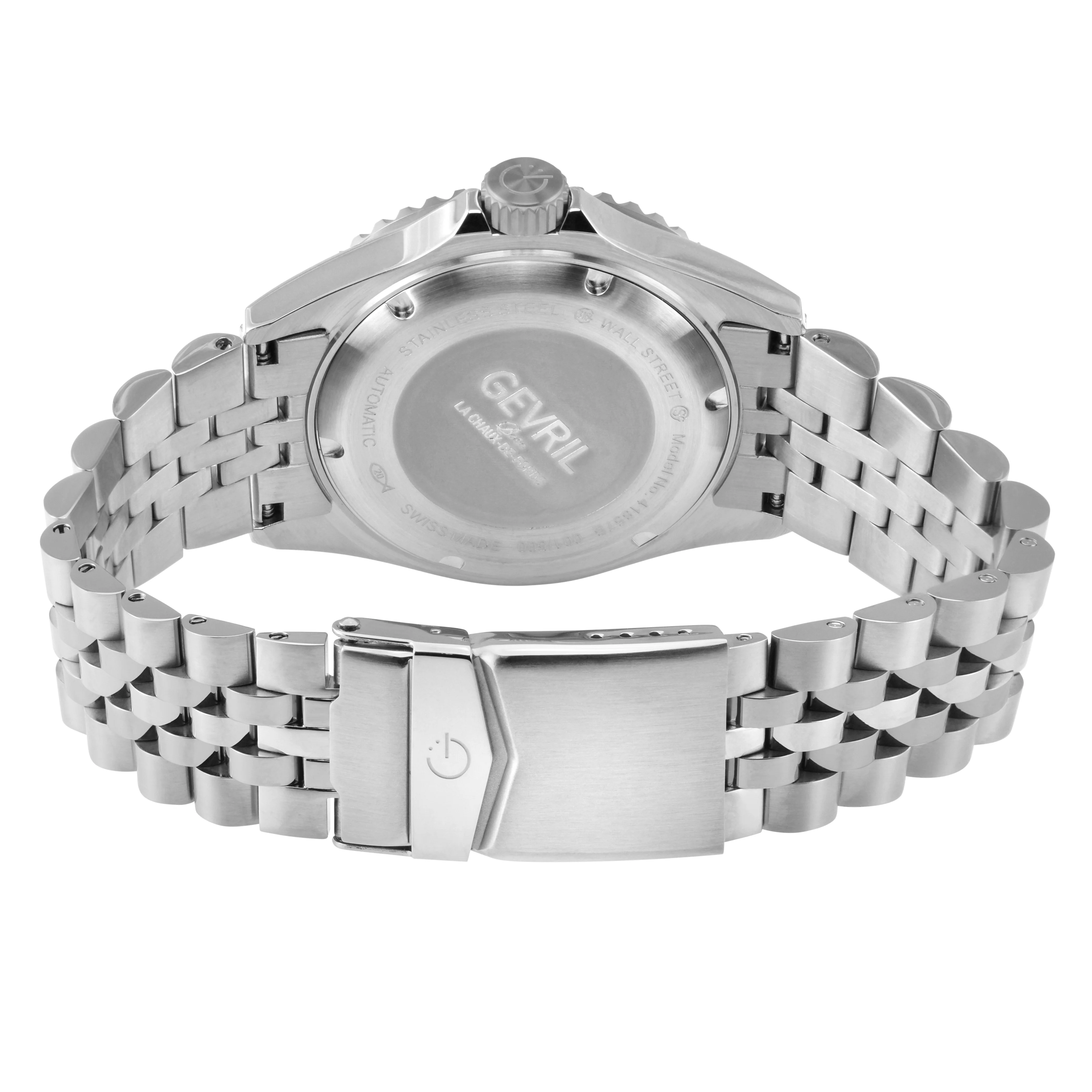 Wall Street Gevril Swiss Made SW200-1 Steel Rotating Green Ceramic Bezel , 316L case, Black Dial | Black Dial - Image 3