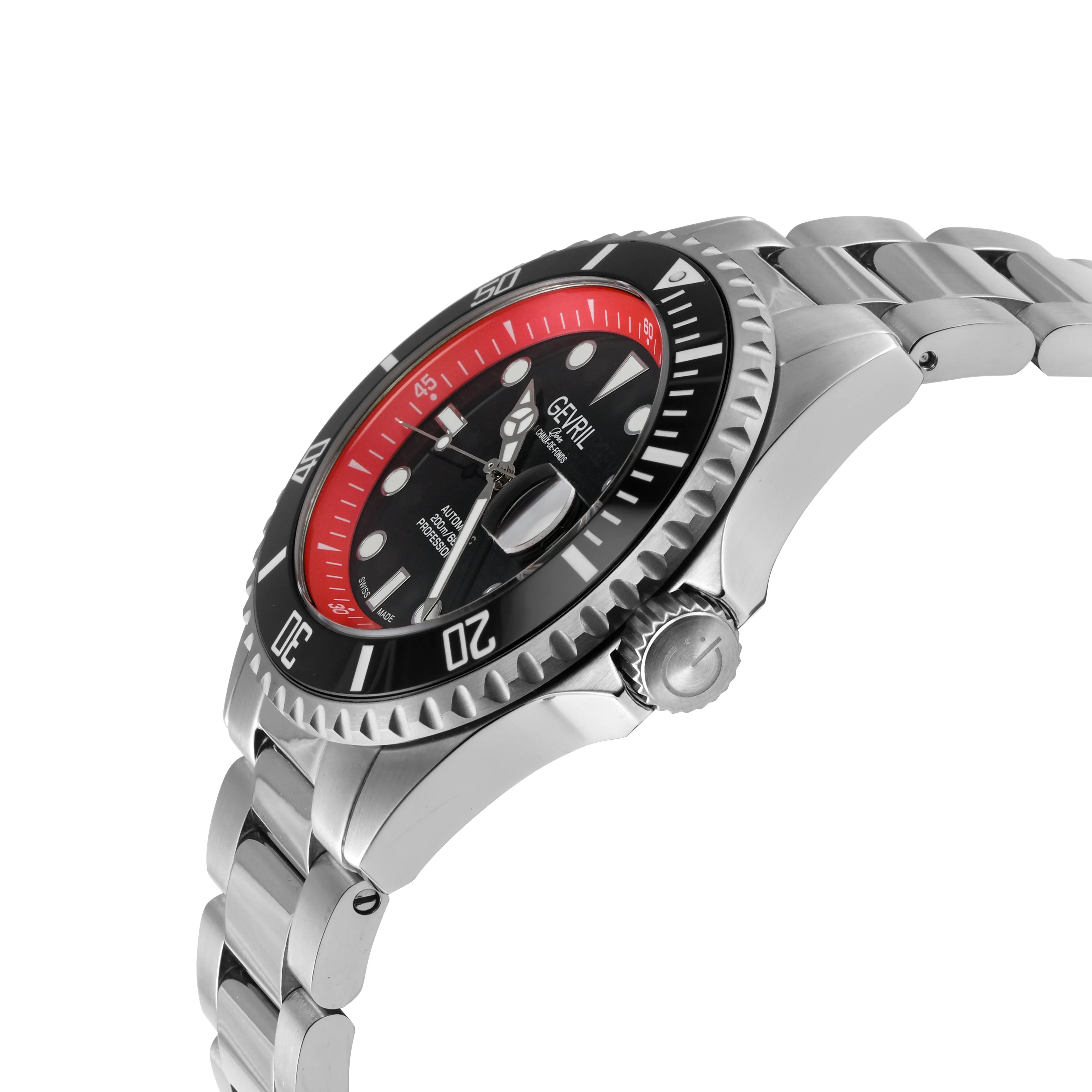 Wall Street Gevril Swiss Made SW200-1 Steel Rotating Black Ceramic Bezel , 316L case, Black Dial Black Dial - Image 2
