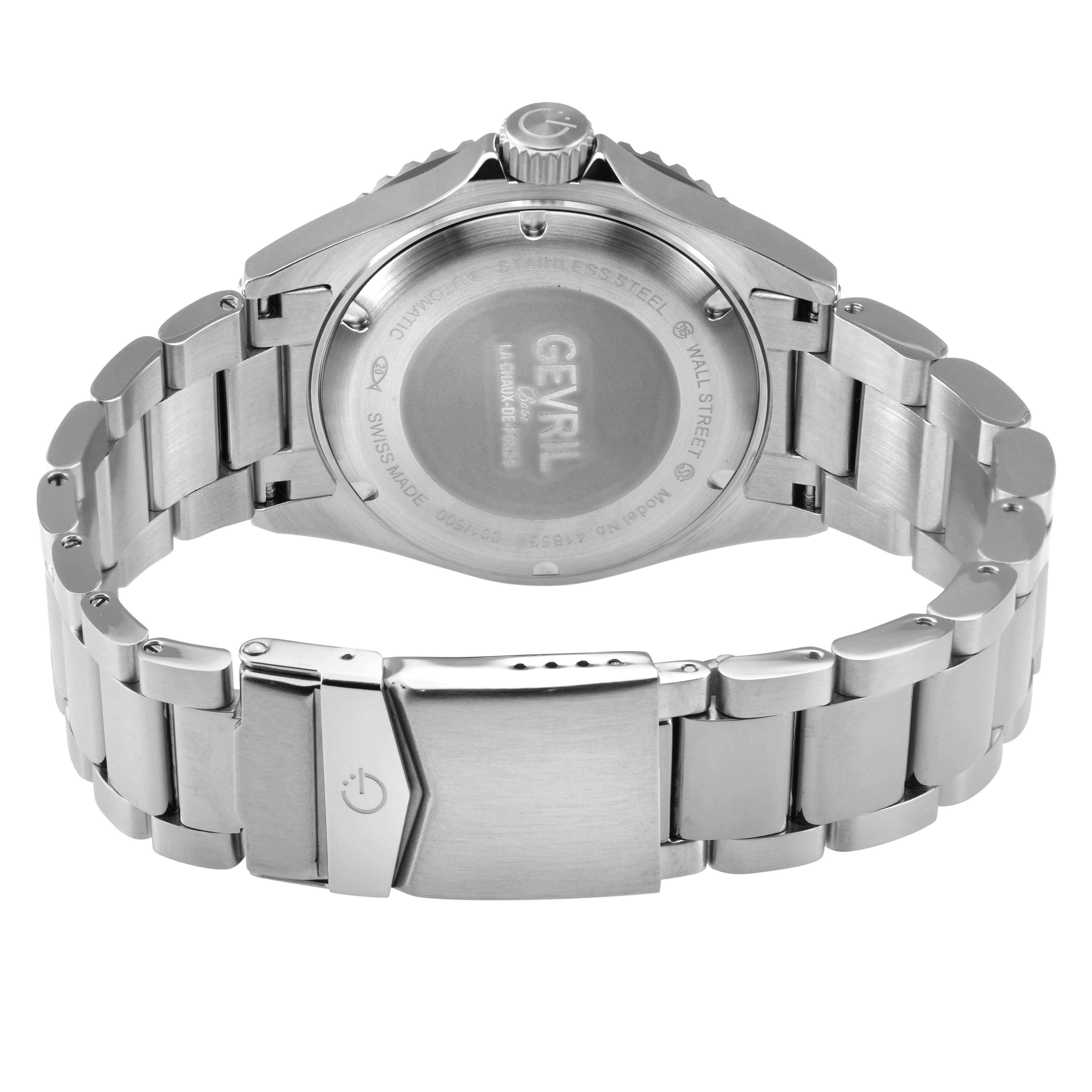 Wall Street Gevril Swiss Made SW200-1 Steel Rotating Black Ceramic Bezel , 316L case, Black Dial Black Dial - Image 3