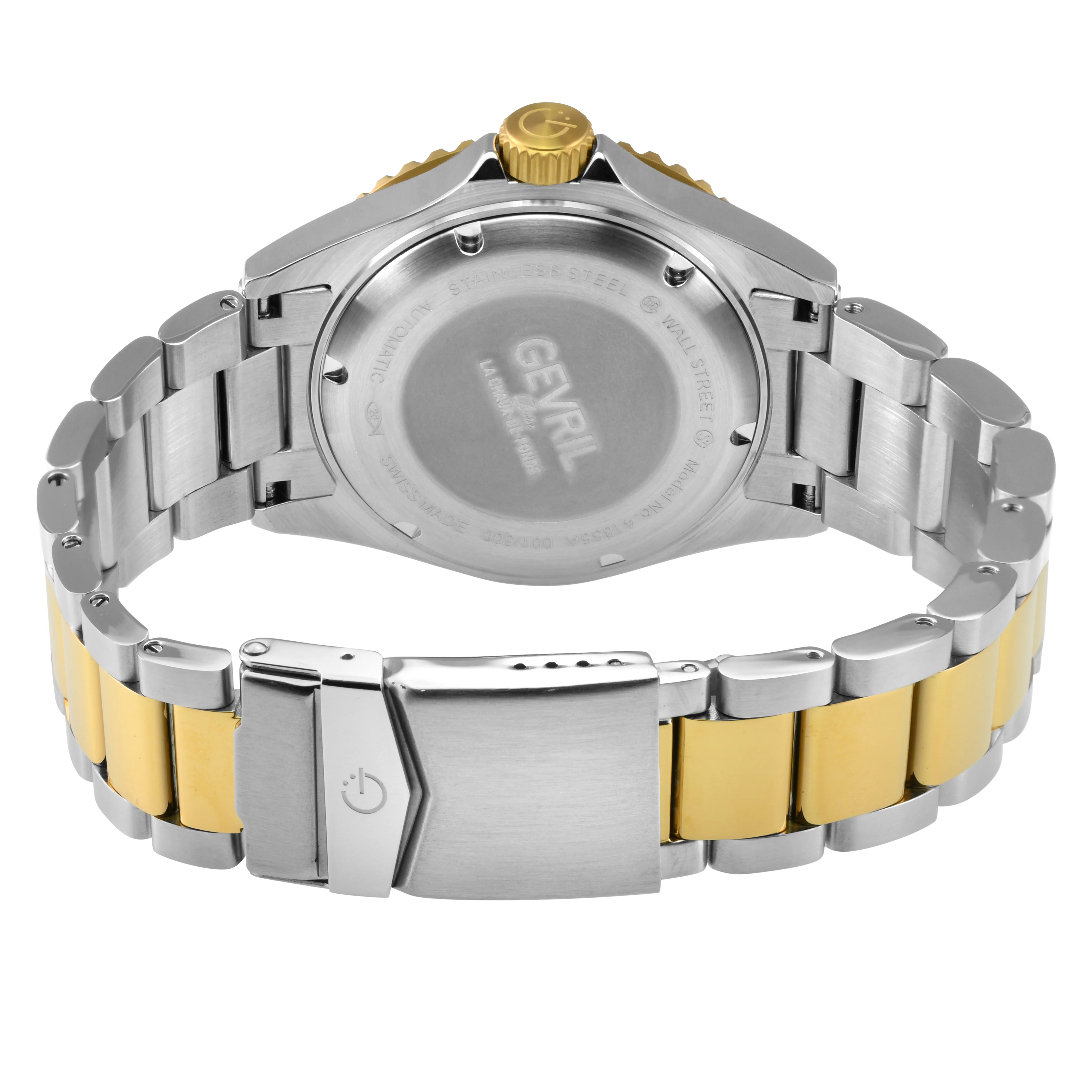 Wall Street Gevril Swiss Made SW200-1 Steel Rotating Black Ceramic Bezel , 316L case, Black Dial Black Dial - Image 3