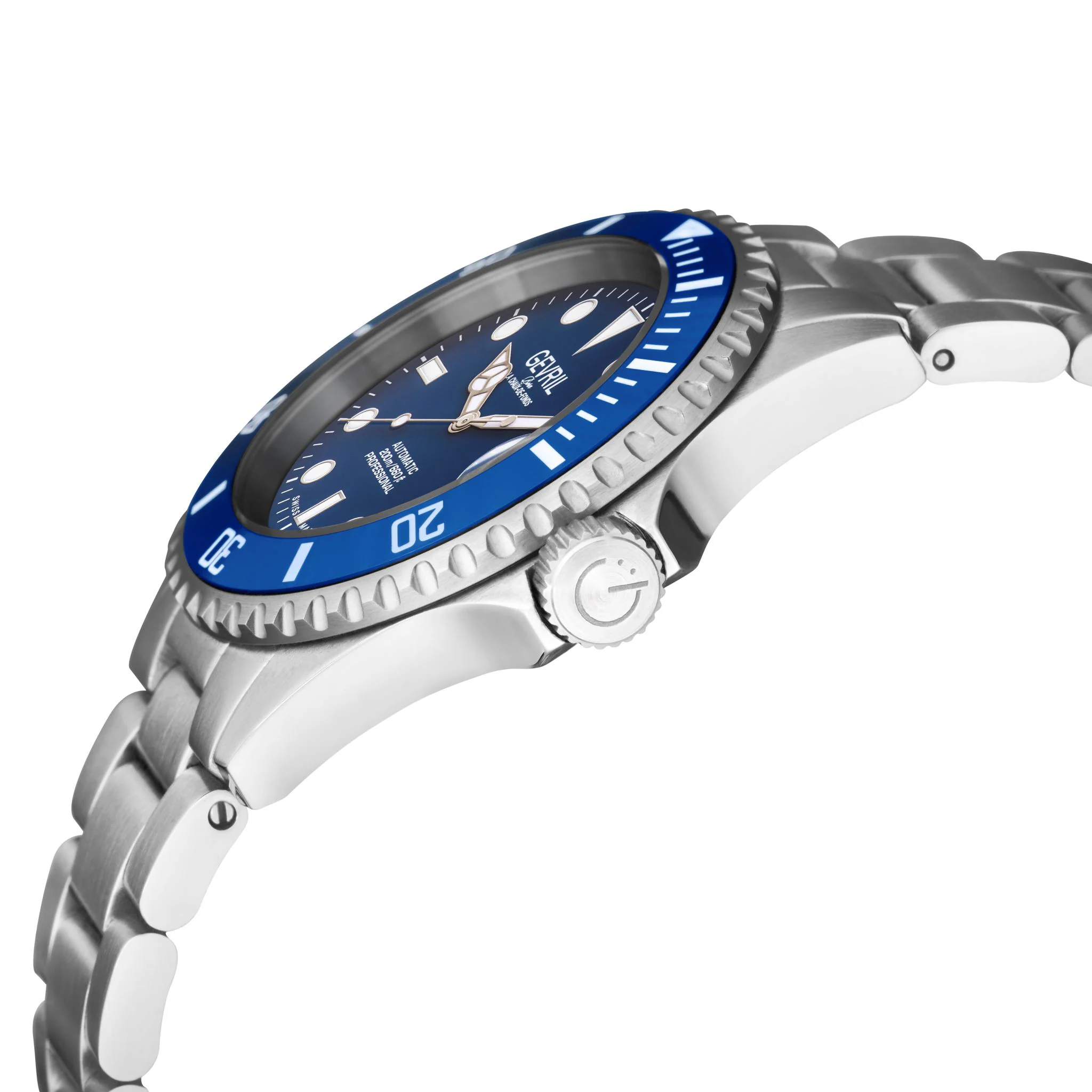 Wall Street Gevril Swiss Made SW200 Steel Rotating bezel Watch, 316L Case, Blue DIal | Blue Dial - Image 2