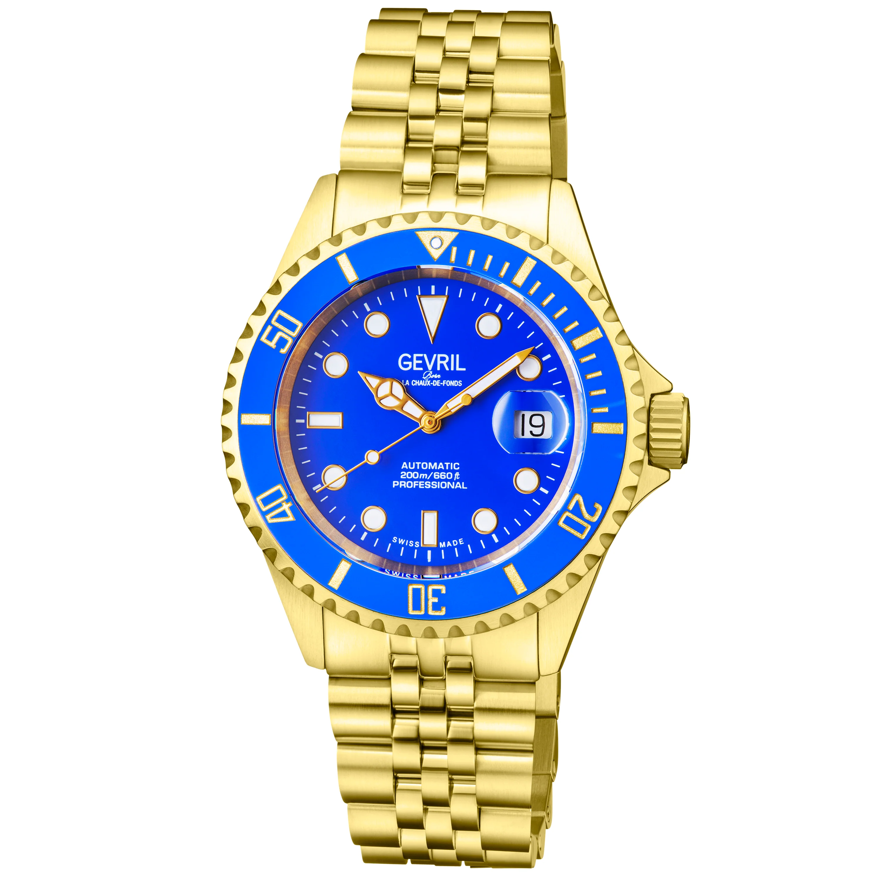 Wall Street Swiss Automatic SW200 Blue Ceramic Bezel, IPYG Bracelet, Blue dial | Blue Dial