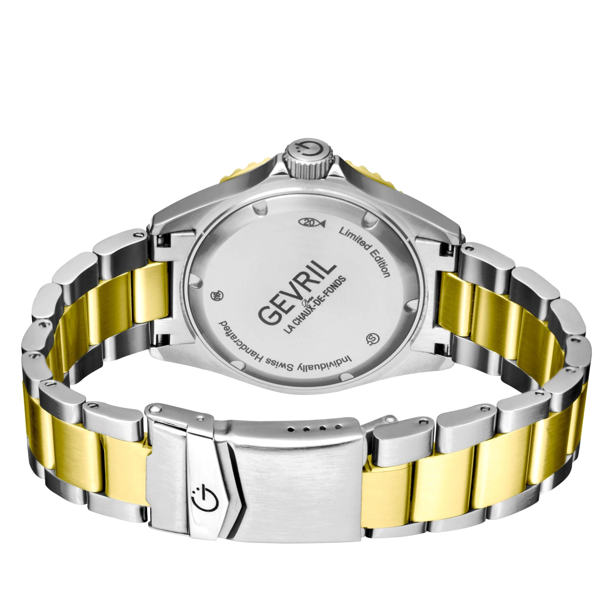 Wall Street Gevril Swiss Made SW200 Steel Rotating Bezel watch, Two toned Gold bezel, Black dial | Black Dial - Image 3