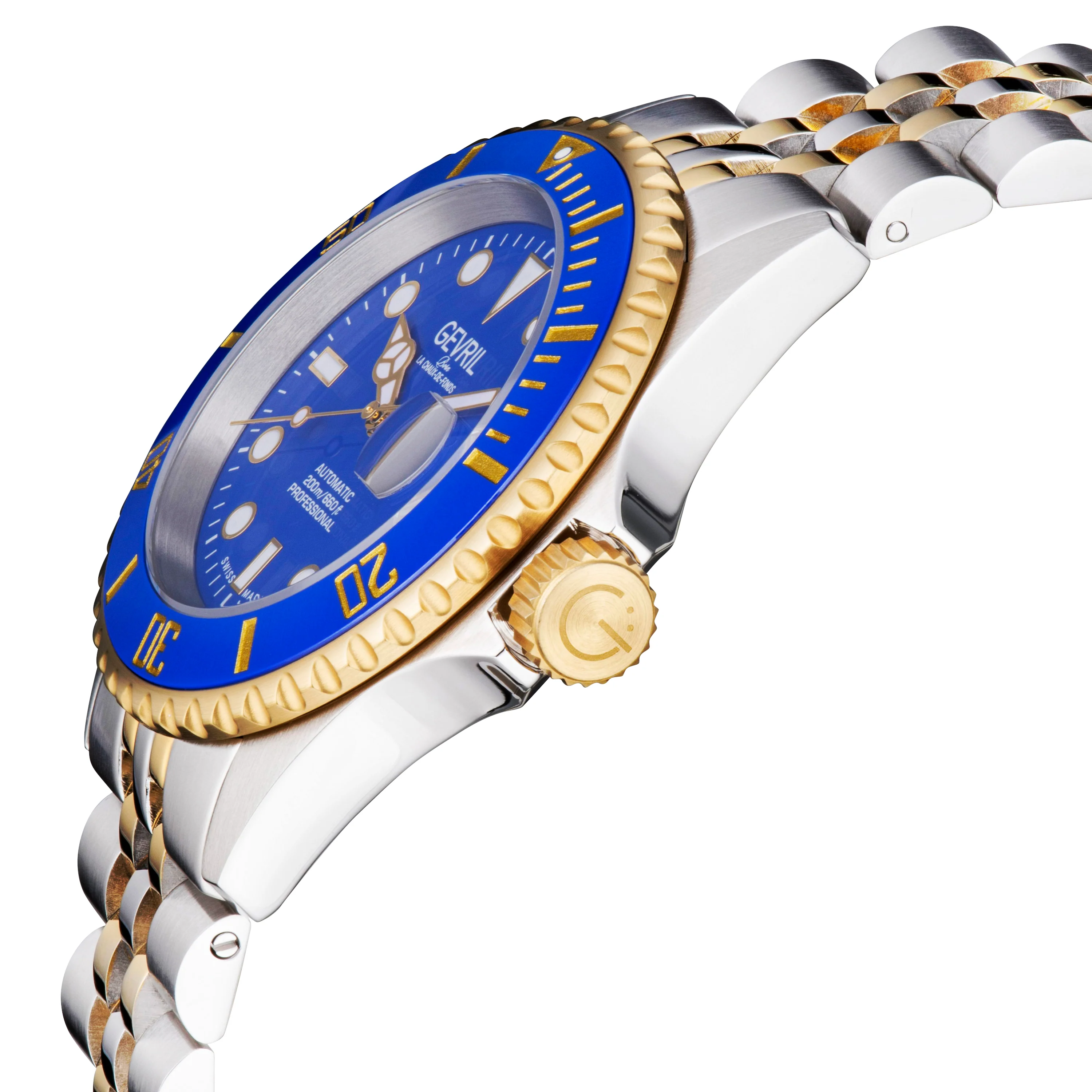 Wall Street Gevril Swiss Made SW200 Steel Rotating bezel Watch, 316L Case, Blue Dial Blue Dial - Image 2