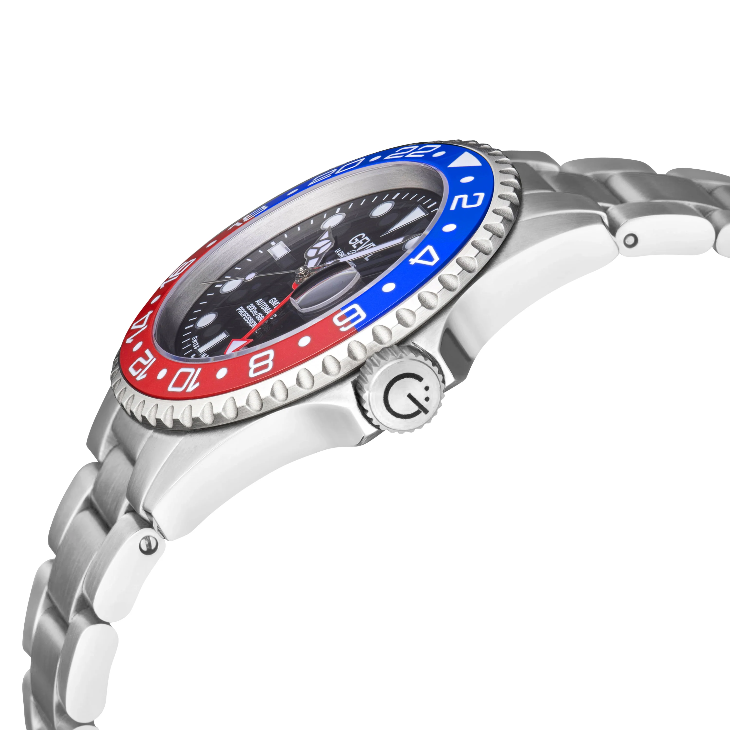 Wall Street GMT Swiss Made SW330 GMT Swiss Automatic Diver's watch blue/red | Black Dial - Image 3