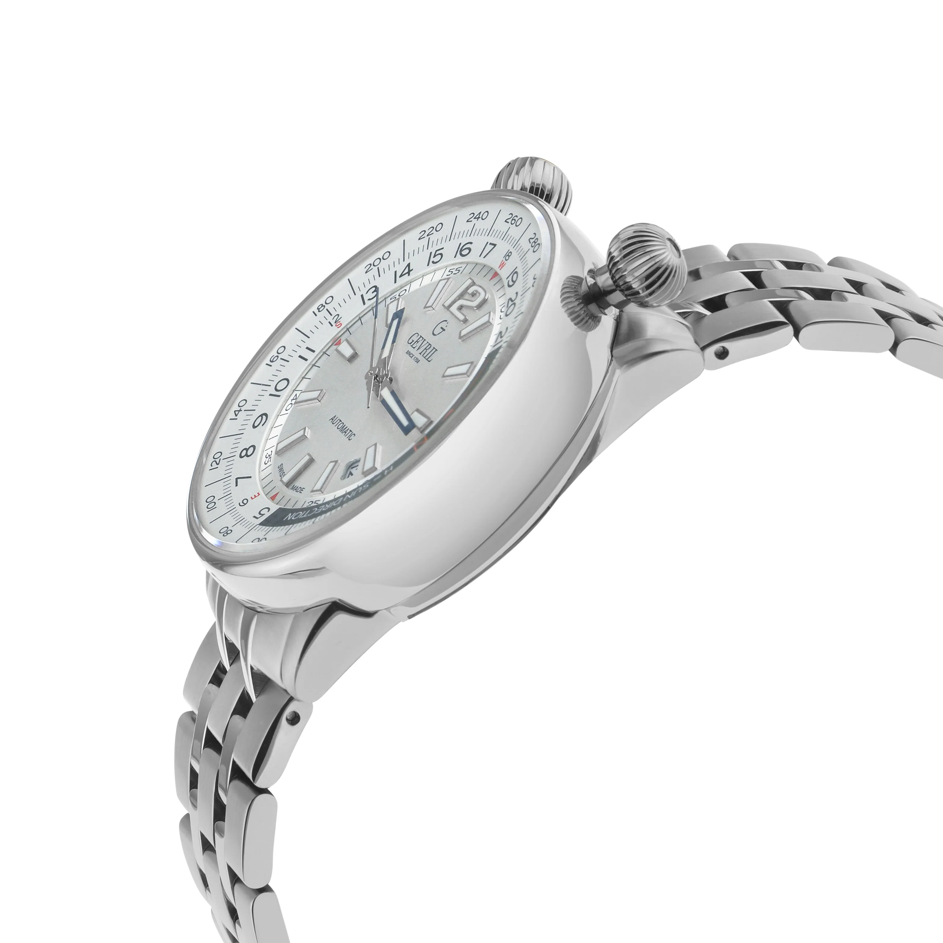 Wallabout Swiss Made Automatic Solar compass Stainless Steel Watch | Silver Dial - Image 2