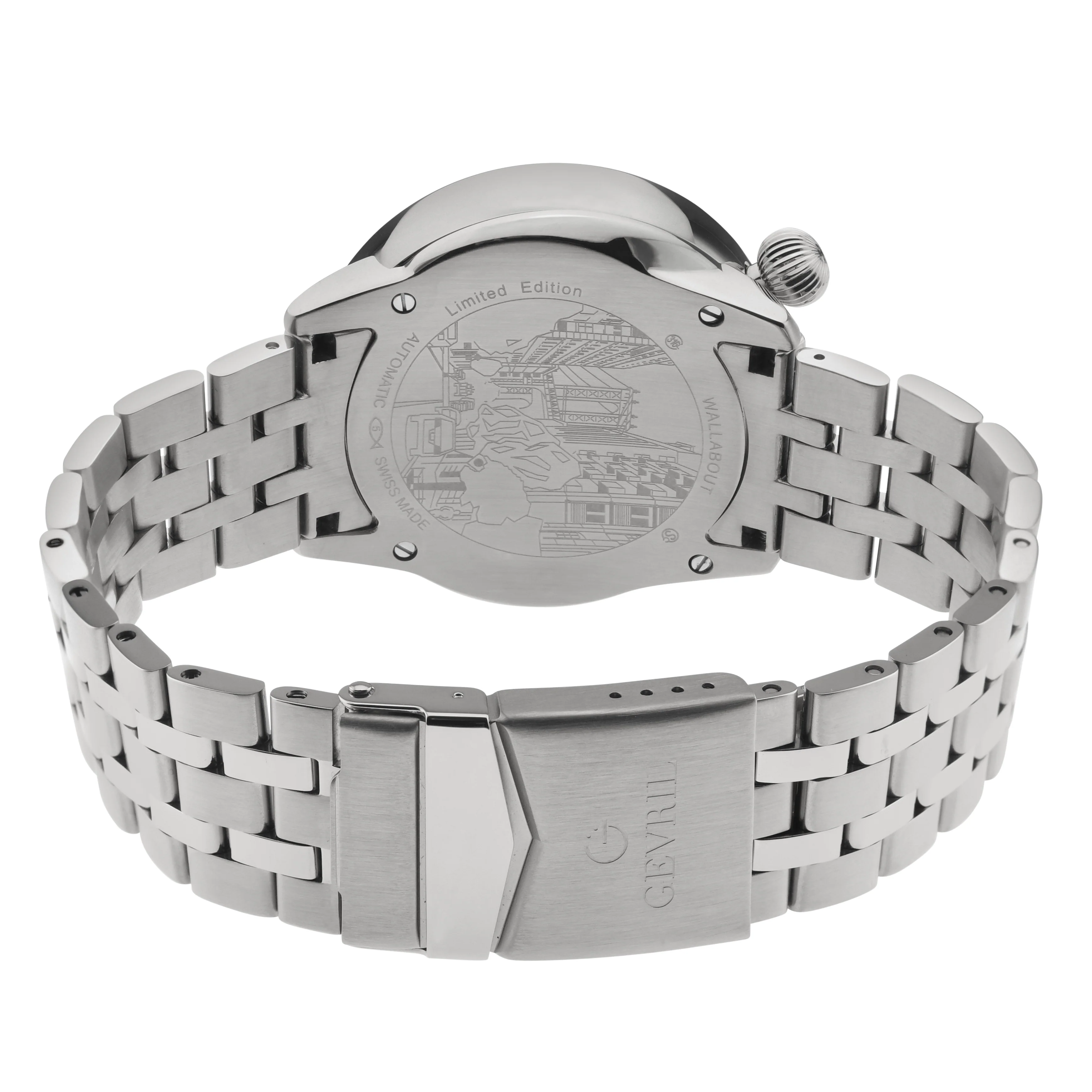 Wallabout Swiss Made Automatic Solar compass Stainless Steel Watch | Silver Dial - Image 3