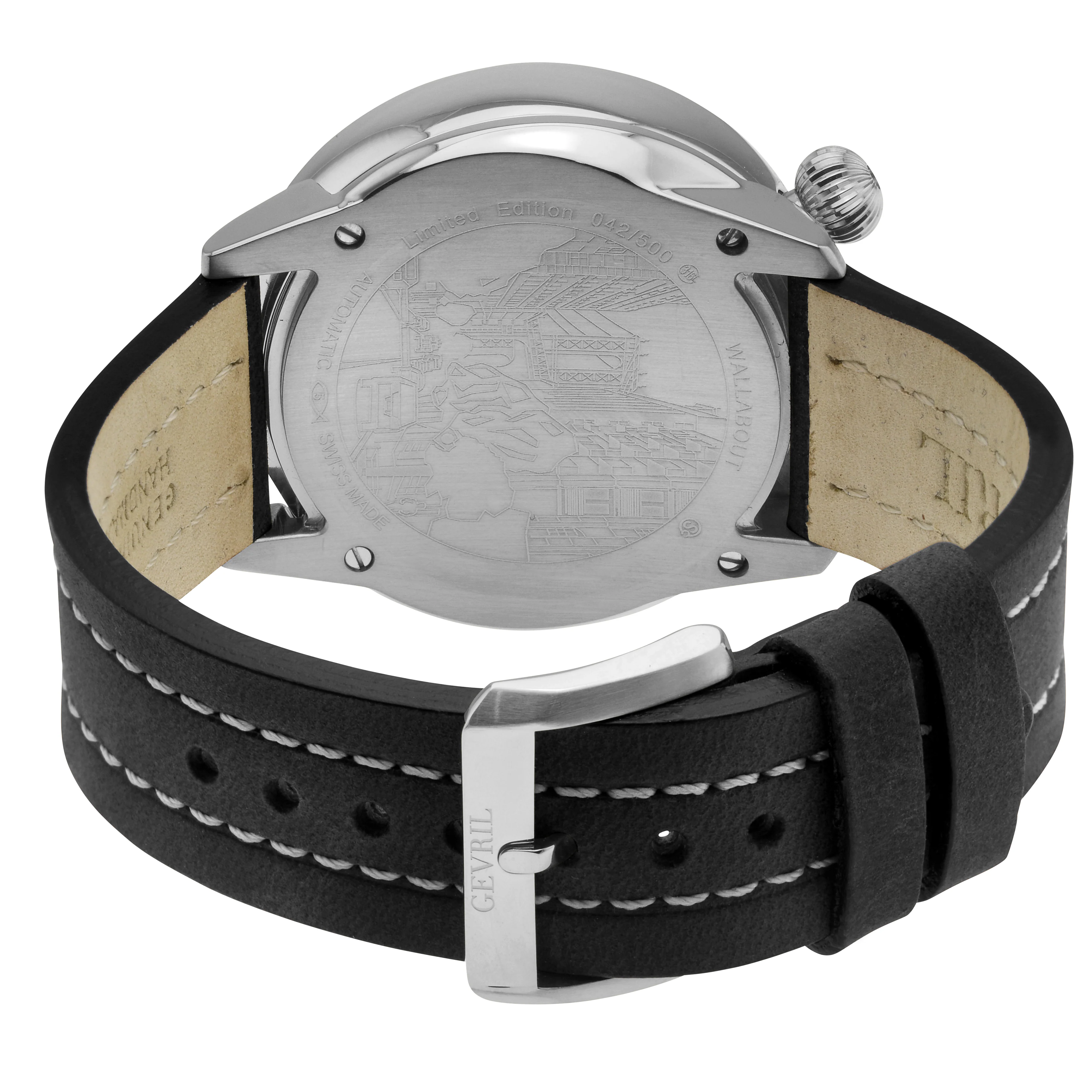 Wallabout Swiss Made Automatic Solar compass silver Black | Silver Dial - Image 2