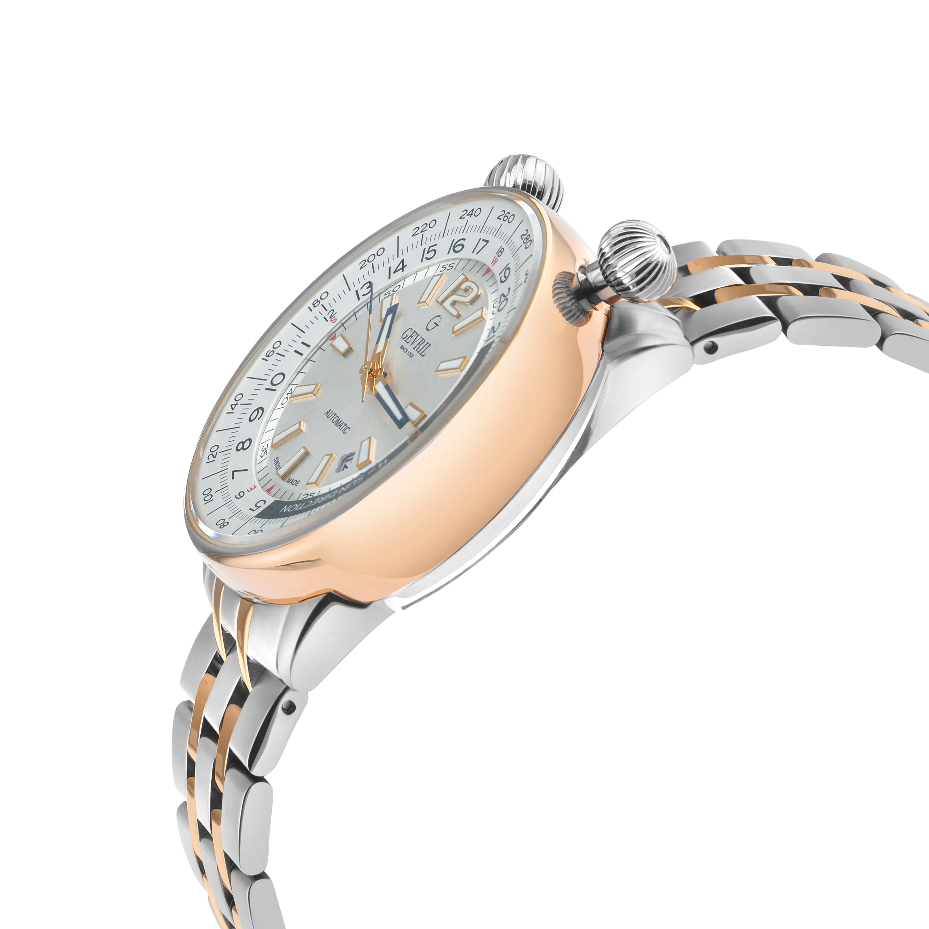 Wallabout Swiss Made Automatic Solar compass Silver Two-tone | Silver Dial - Image 3