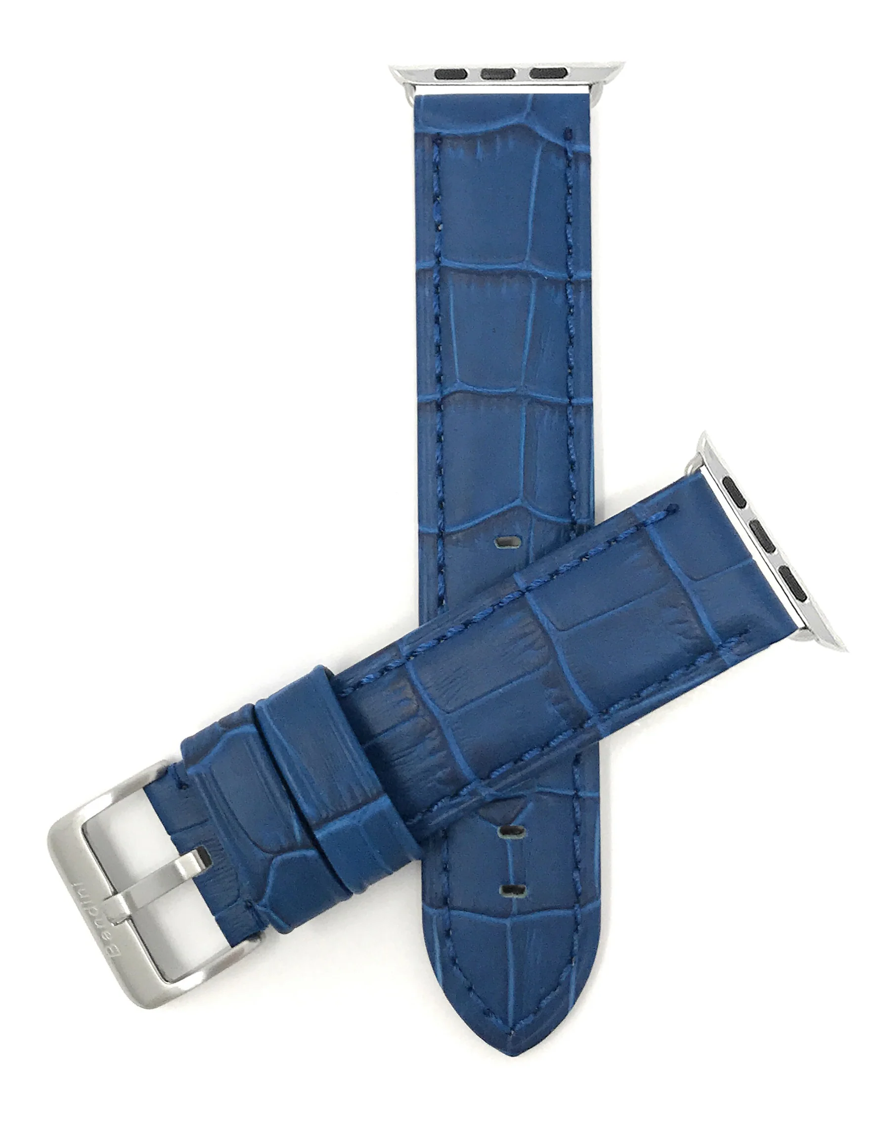 Waterproof Leather Alligator Style Band, Stitch for Apple Watch Ultra & Series 8/7/6/5/4/3/2/1/SE Royal Blue (42mm | 44mm | 45mm | 49mm) | Dial