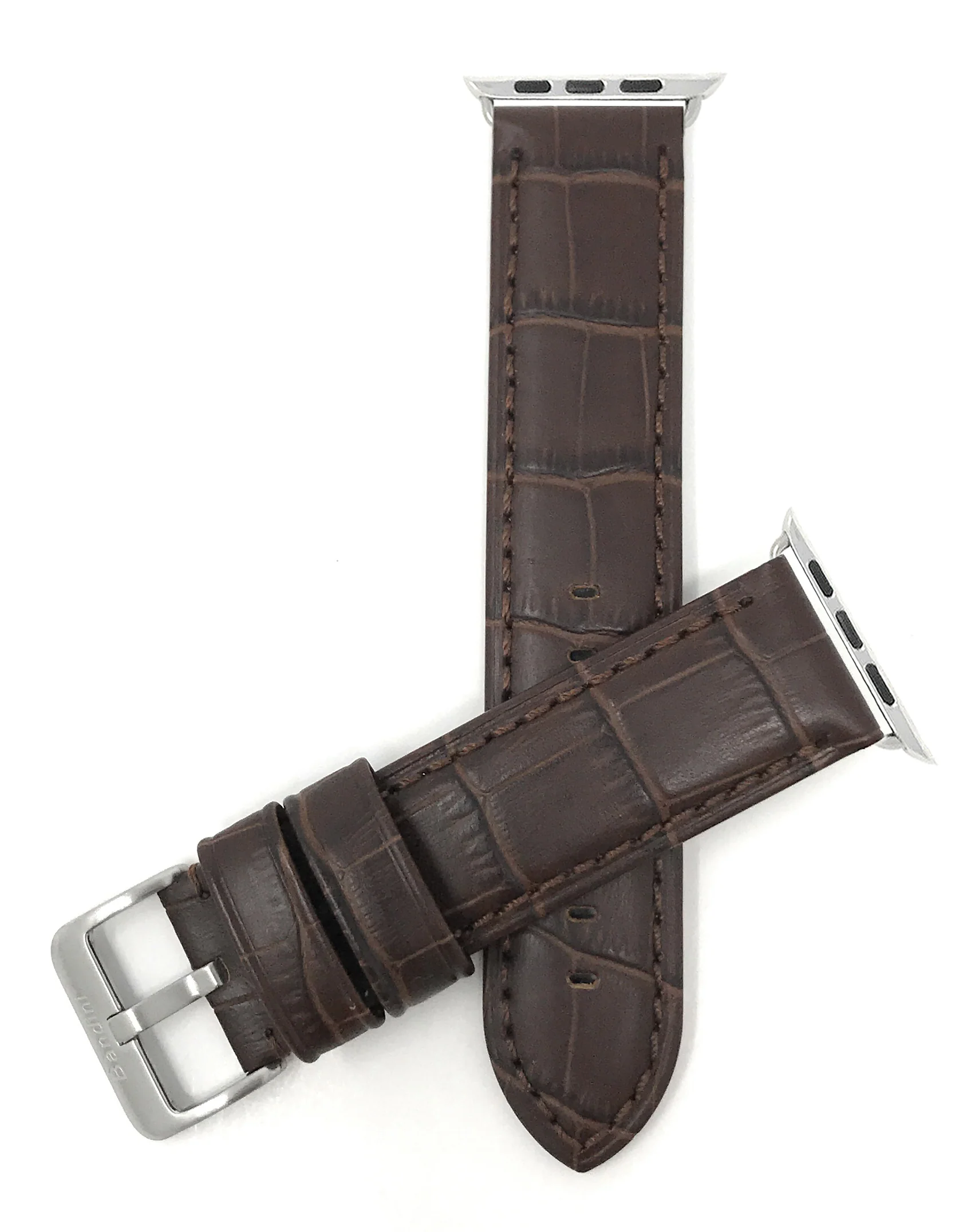 Waterproof Leather Alligator Style Band, Stitch for Apple Watch Ultra & Series 8/7/6/5/4/3/2/1/SE Light Brown (42mm | 44mm | 45mm | 49mm) | Dial