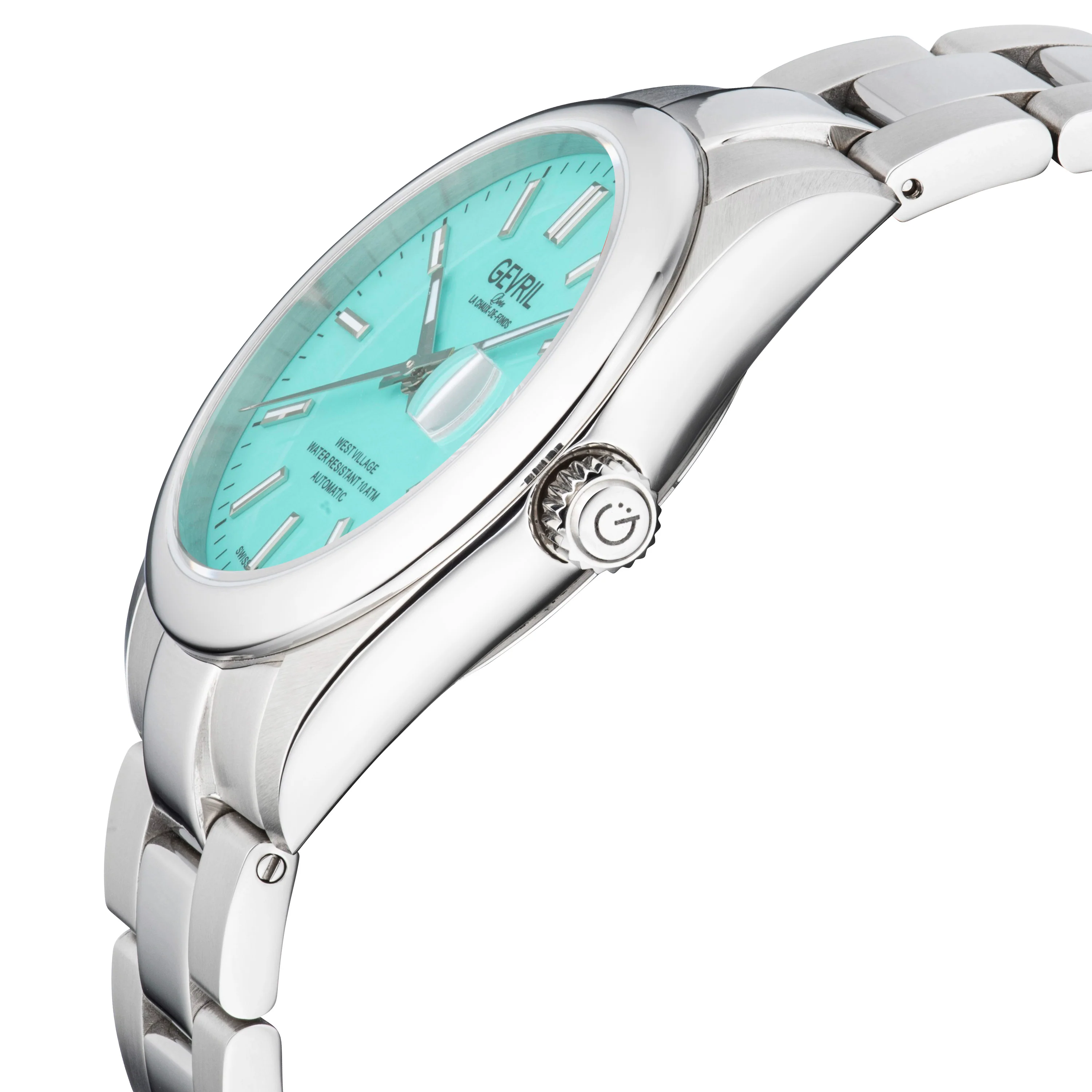 West Village Sellita SW200 Swiss Automatic Watch Silver/Tiffany Blue,Silver band - Image 3