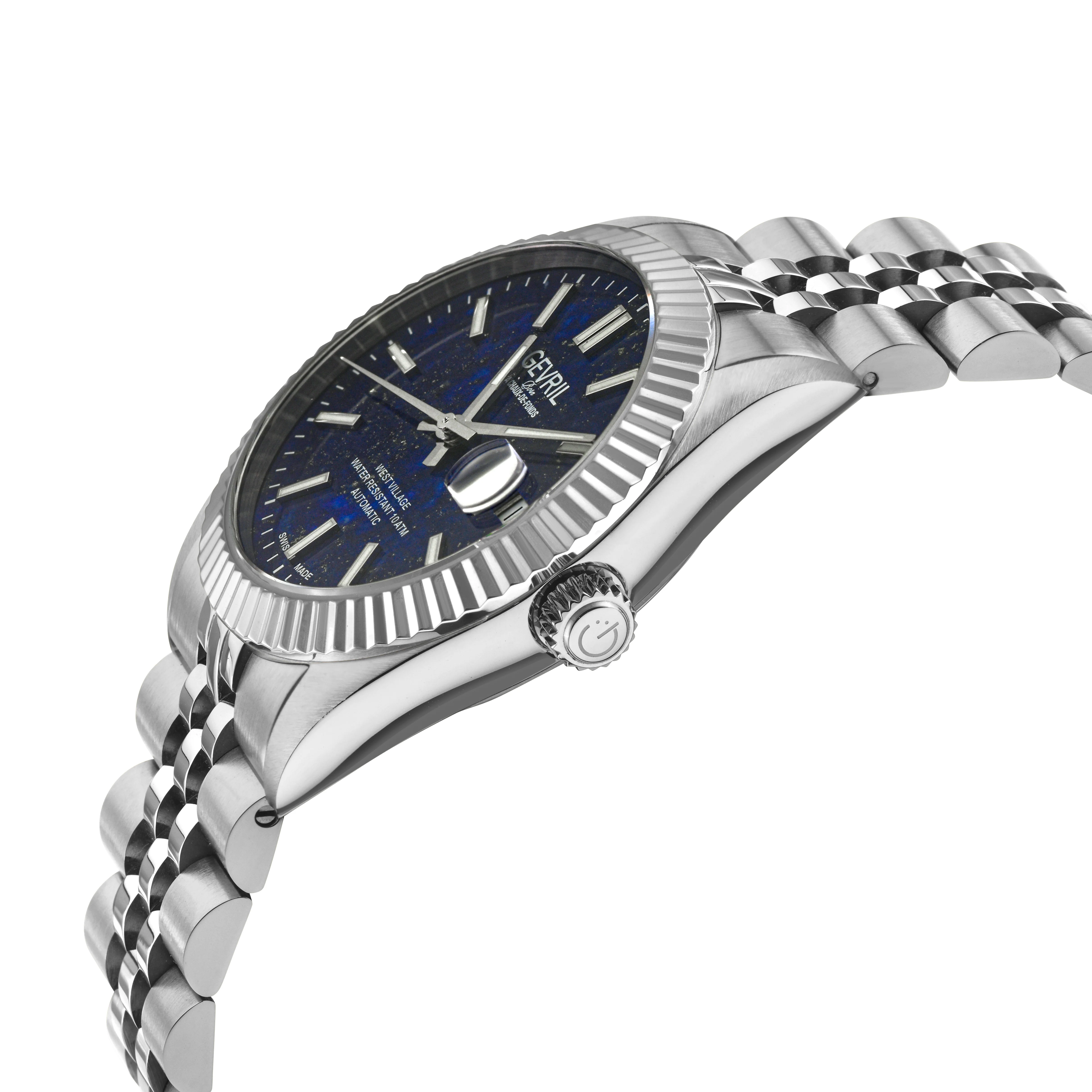West Village Automatic Gevril Men's Automatic West Village Blue Lapis Dial Stainless Steel Bracelet | Blue Dial - Image 2
