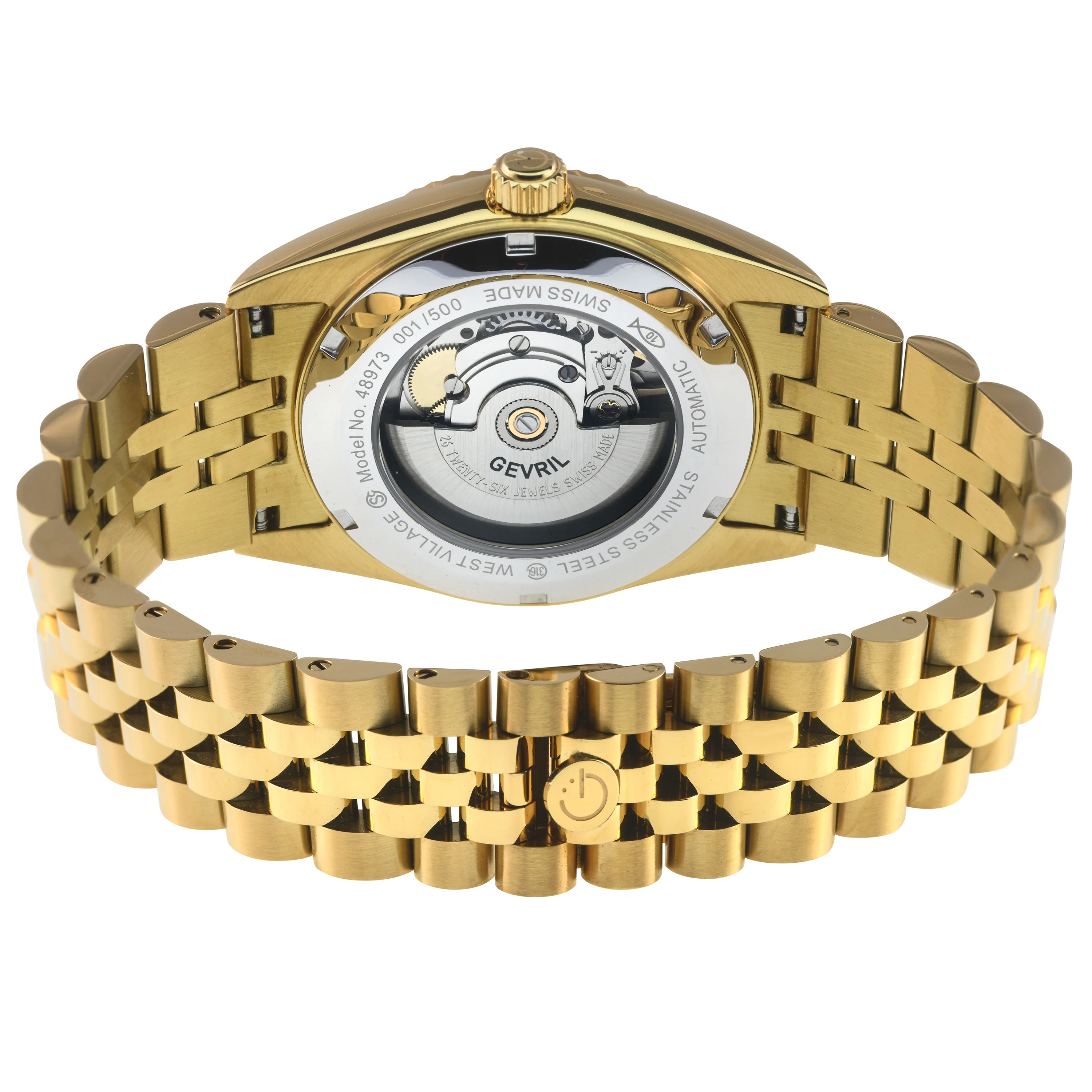 West Village Automatic Gevril Men's Automatic West Village Brown Tiger Eye Dial Stainless Steel Bracelet | Brown Dial - Image 3