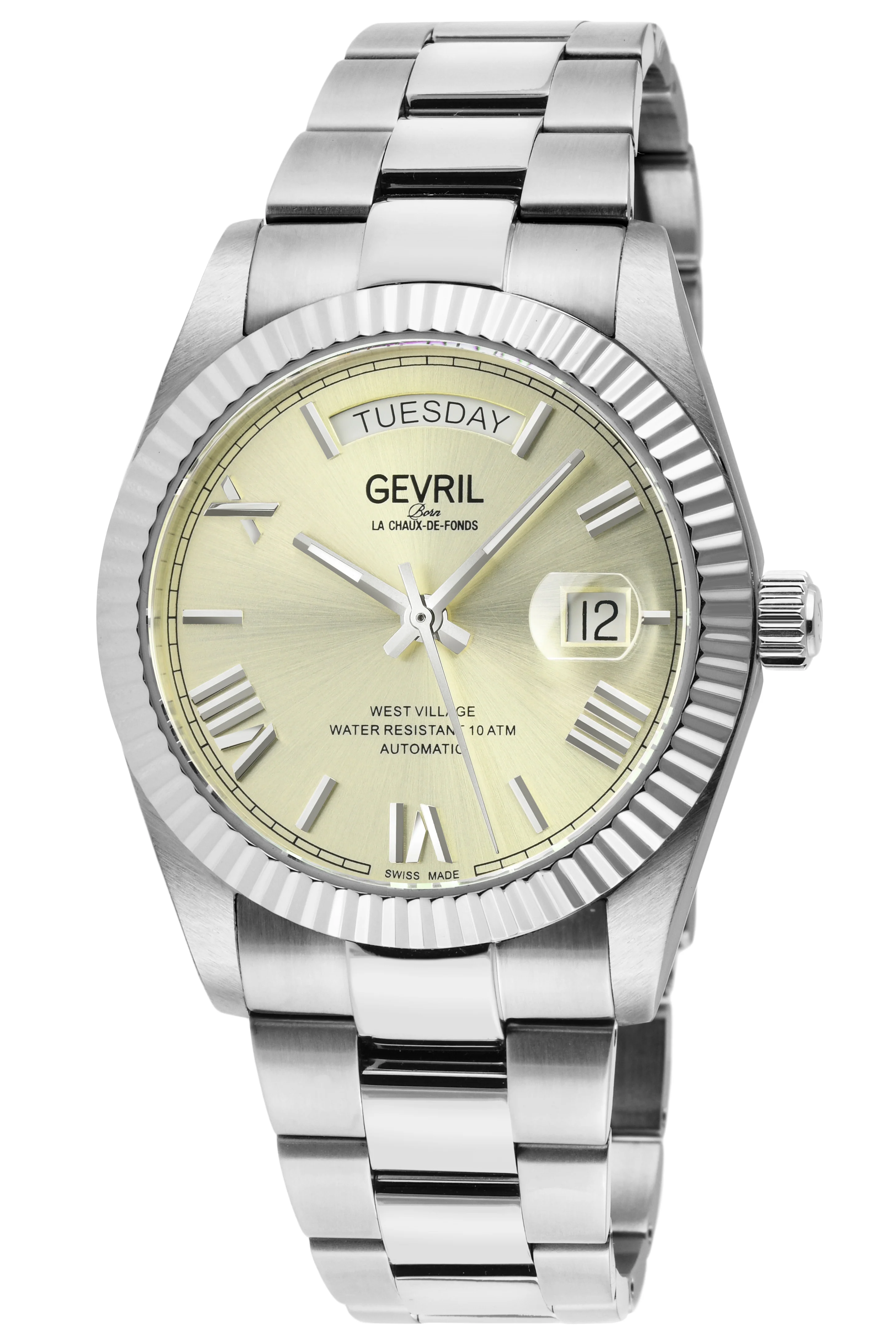 West Village Automatic Gevril Sellita SW240 Swiss Made Automatic Watch Ivory magnify date sapphire crystal | Ivory Dial