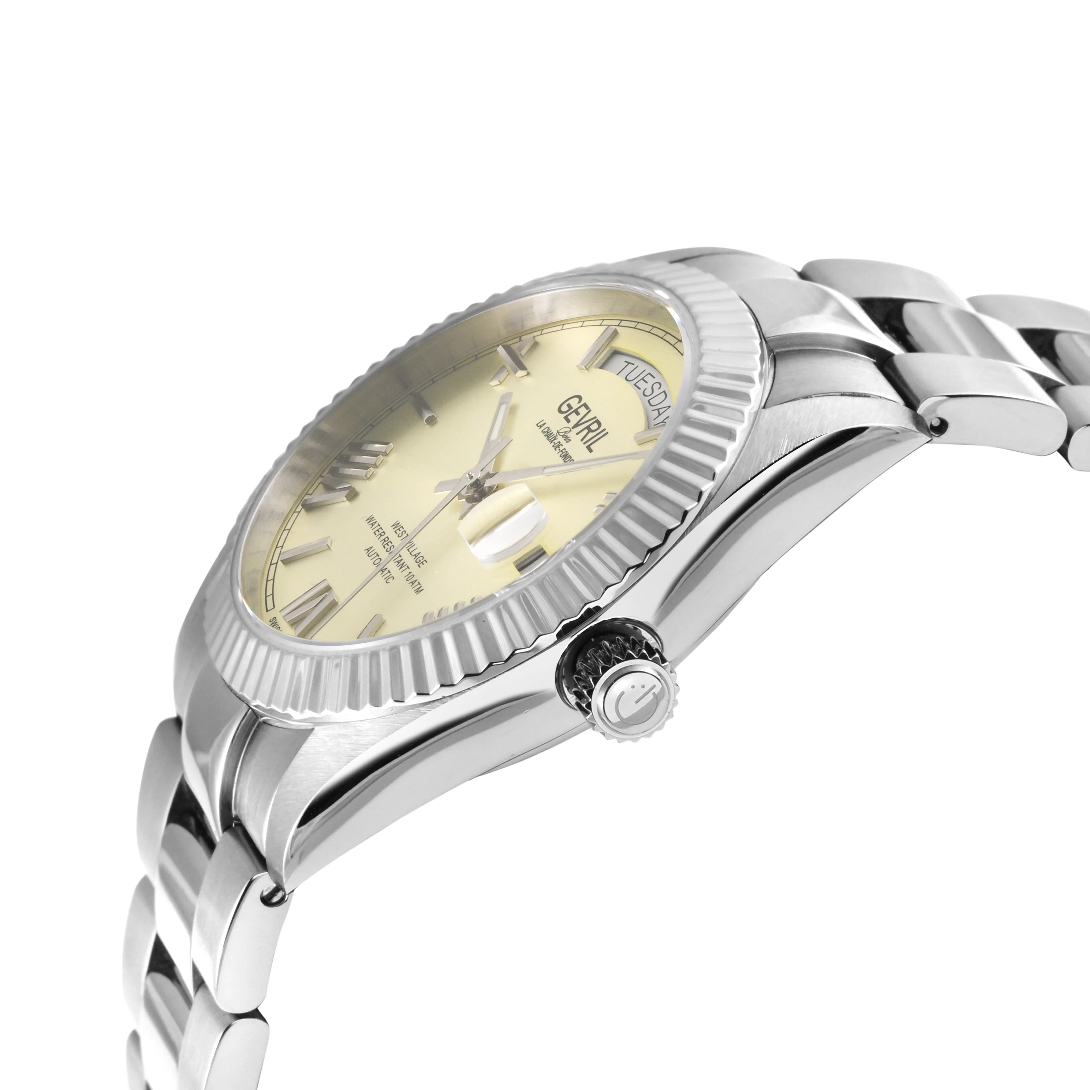 West Village Automatic Gevril Sellita SW240 Swiss Made Automatic Watch Ivory magnify date sapphire crystal | Ivory Dial - Image 2