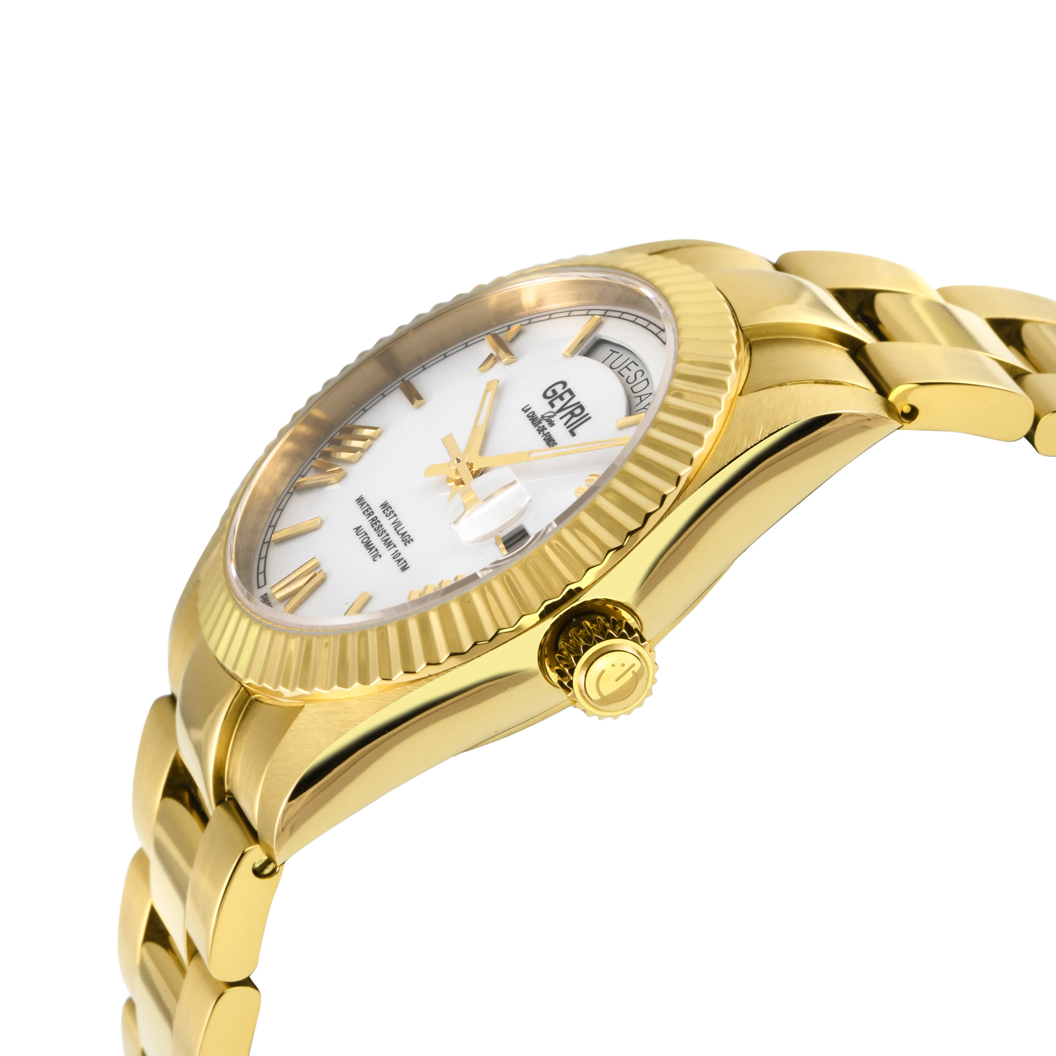 West Village Automatic Gevril Sellita SW240 Swiss Made Automatic Watch White magnify date sapphire crystal | White Dial - Image 2