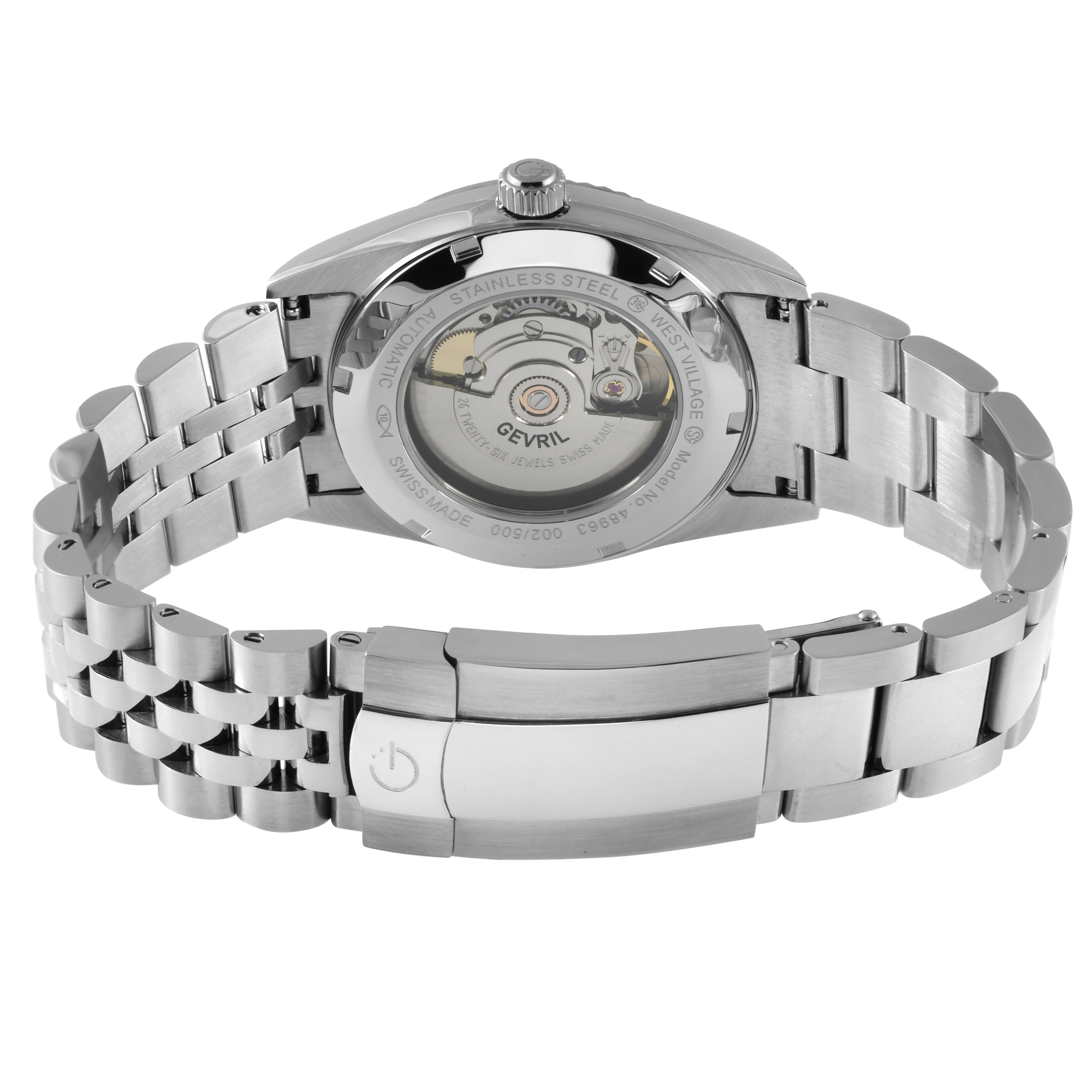 West Village Fusion Elite Gevril Sellita SW200 Swiss Made Automatic Watch Cobalt Horizon Gradient (Blue) magnify date sapphire crystal | Blue Dial - Image 3
