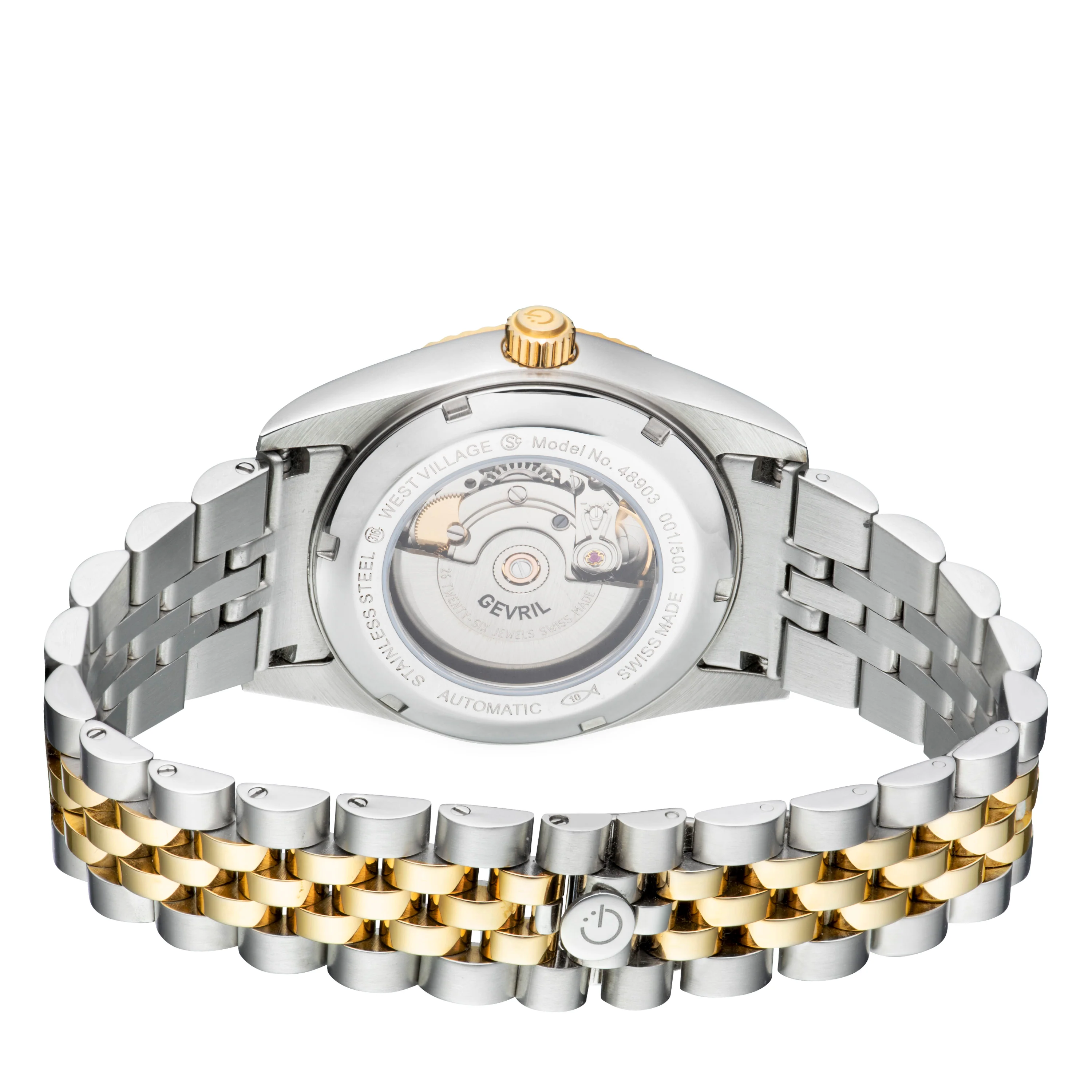 West Village Sellita SW200 Silver/Black,Two toned SS IPYG band | Black Dial - Image 2